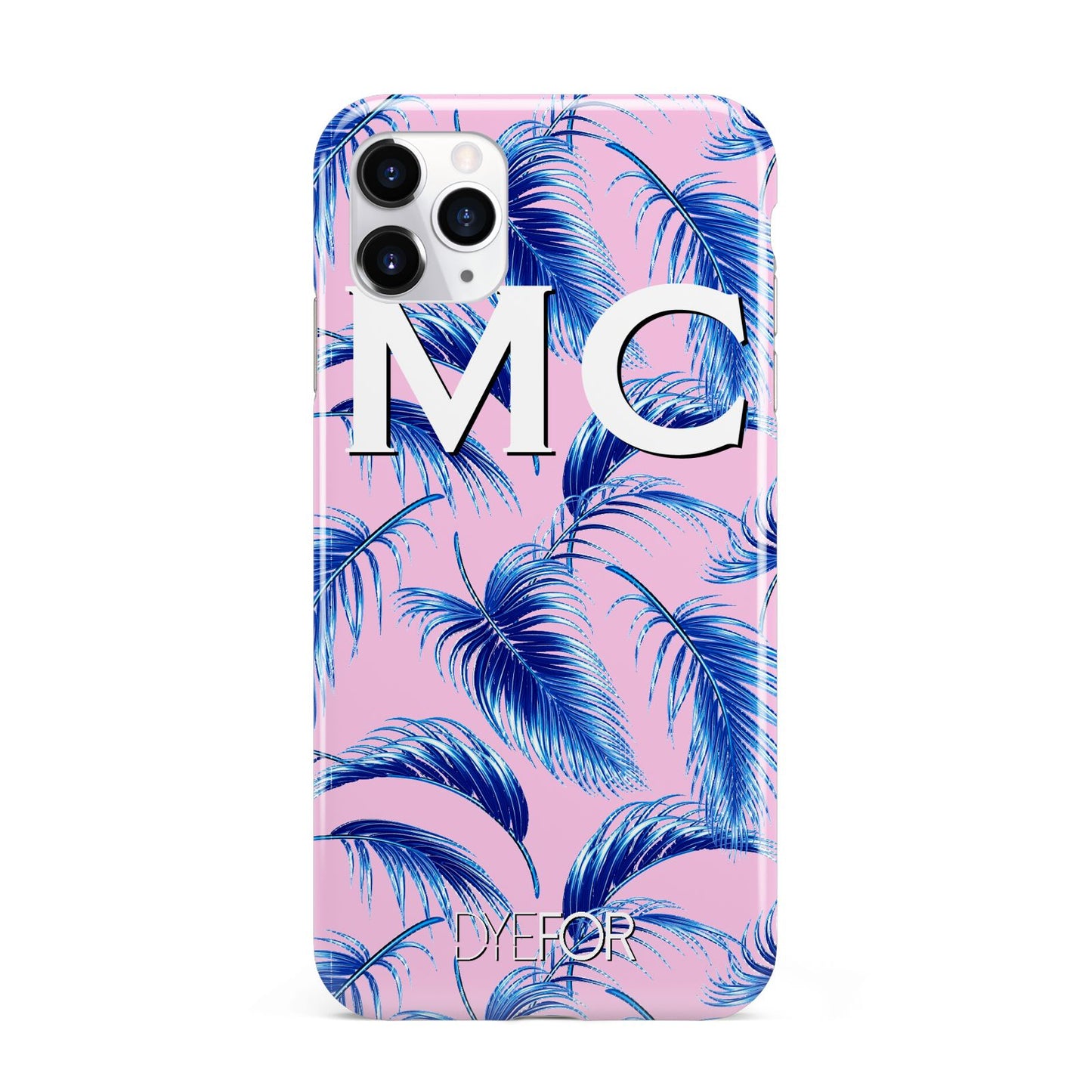 Personalised Blue Pink Palm Leaf iPhone 11 Pro Max 3D Tough Case