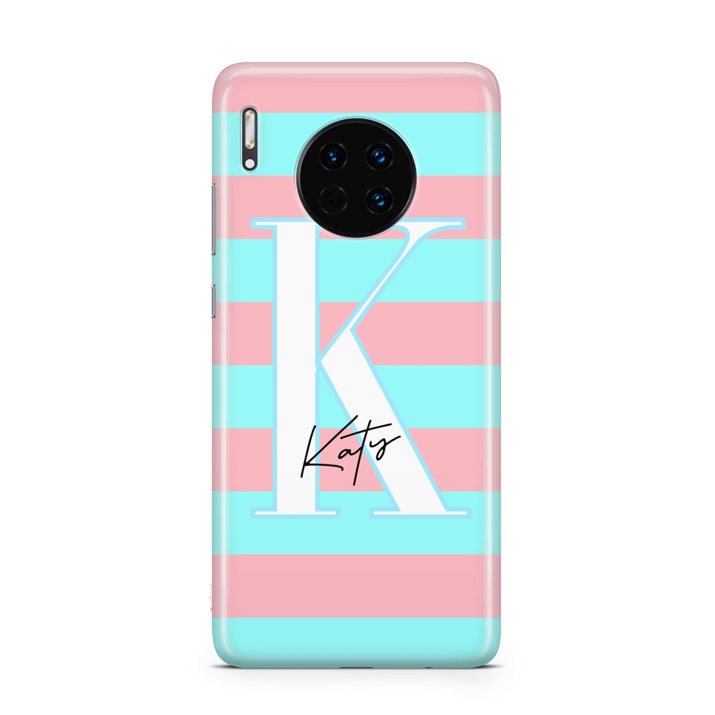 Personalised Blue Pink Striped Initial Huawei Mate 30