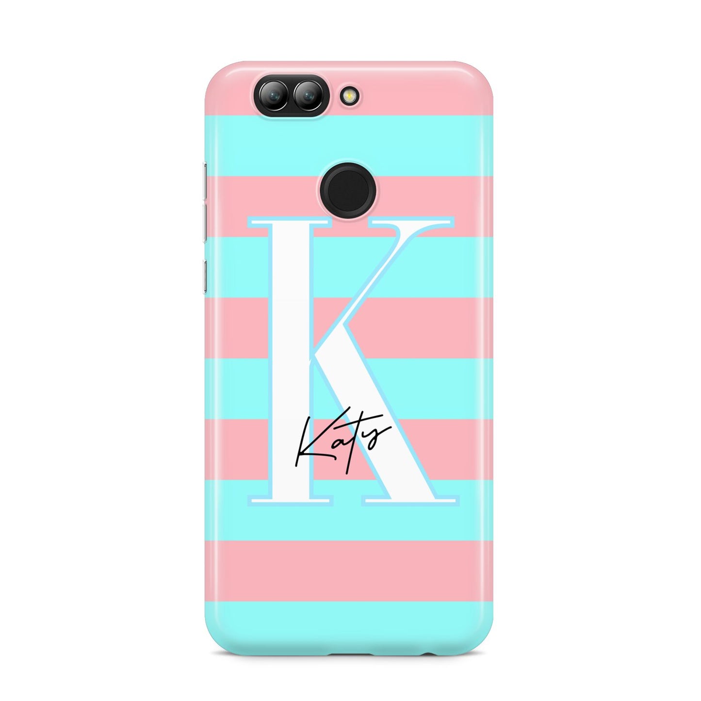 Personalised Blue Pink Striped Initial Huawei Nova 2s Phone Case