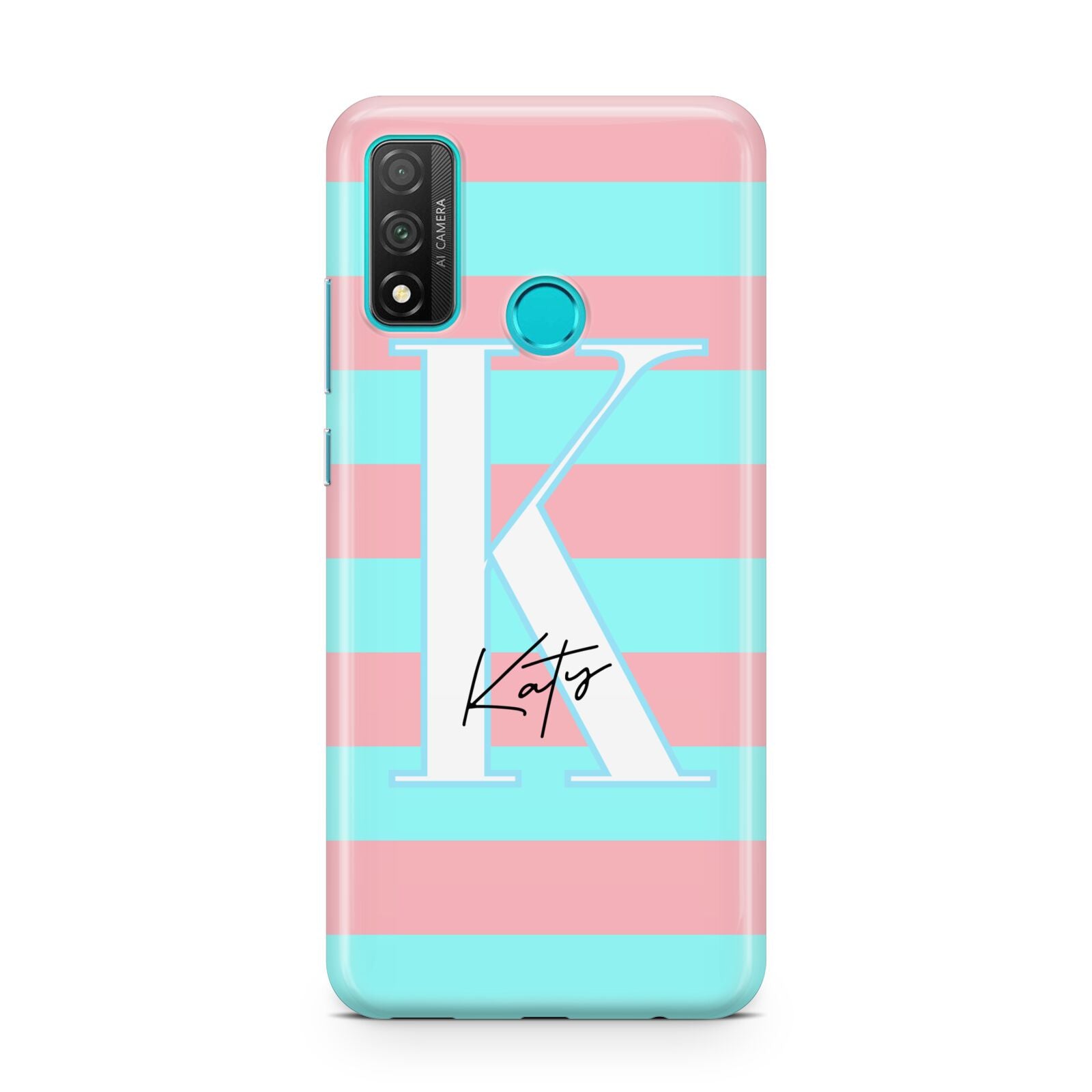 Personalised Blue Pink Striped Initial Huawei P Smart 2020