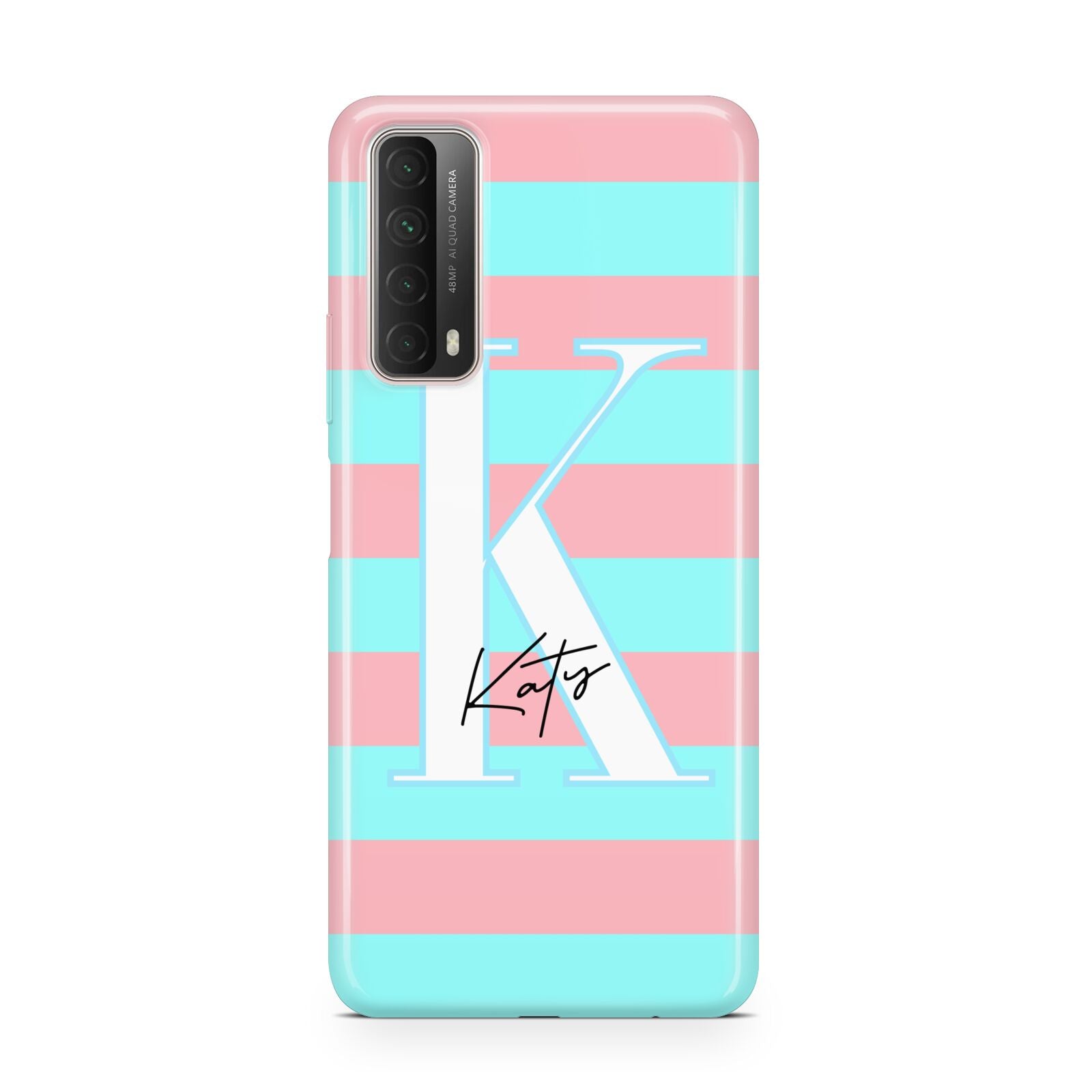 Personalised Blue Pink Striped Initial Huawei P Smart 2021