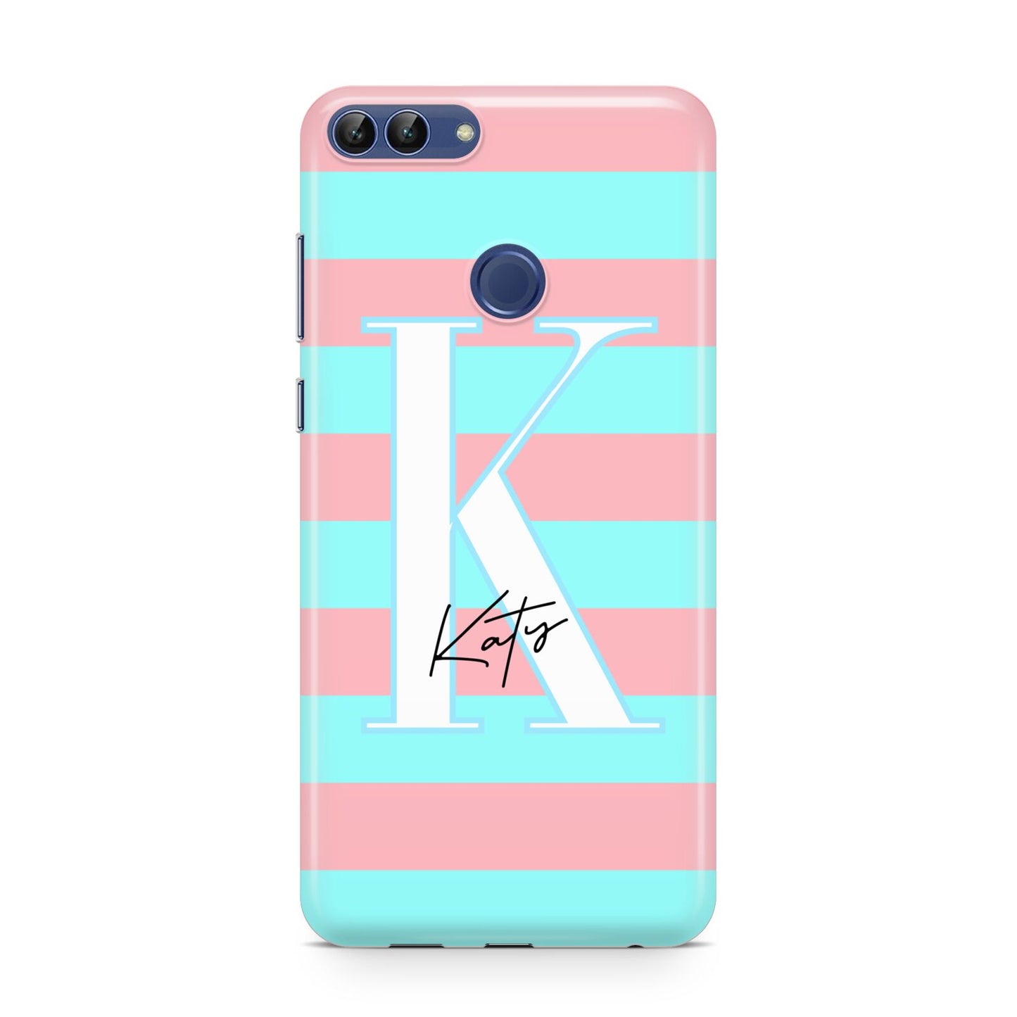 Personalised Blue Pink Striped Initial Huawei P Smart Case