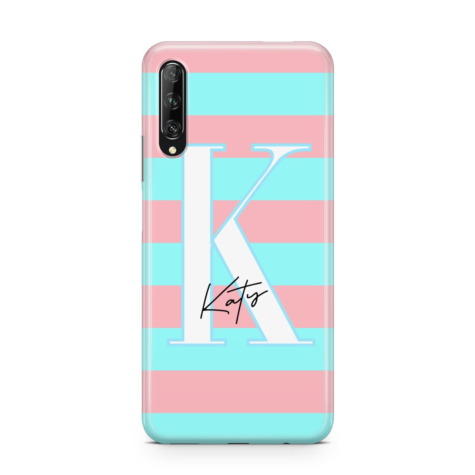 Personalised Blue Pink Striped Initial Huawei P Smart Pro 2019