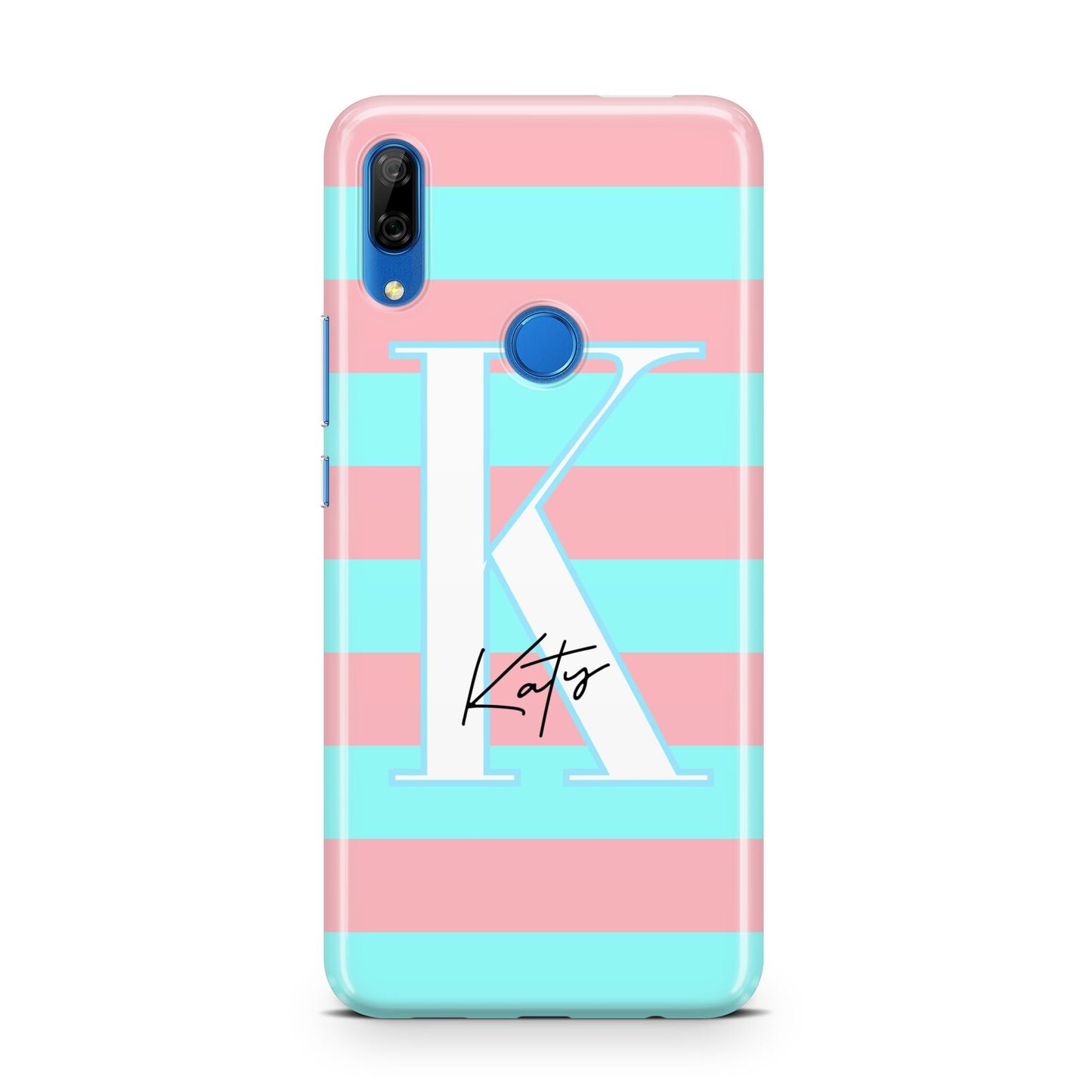 Personalised Blue Pink Striped Initial Huawei P Smart Z