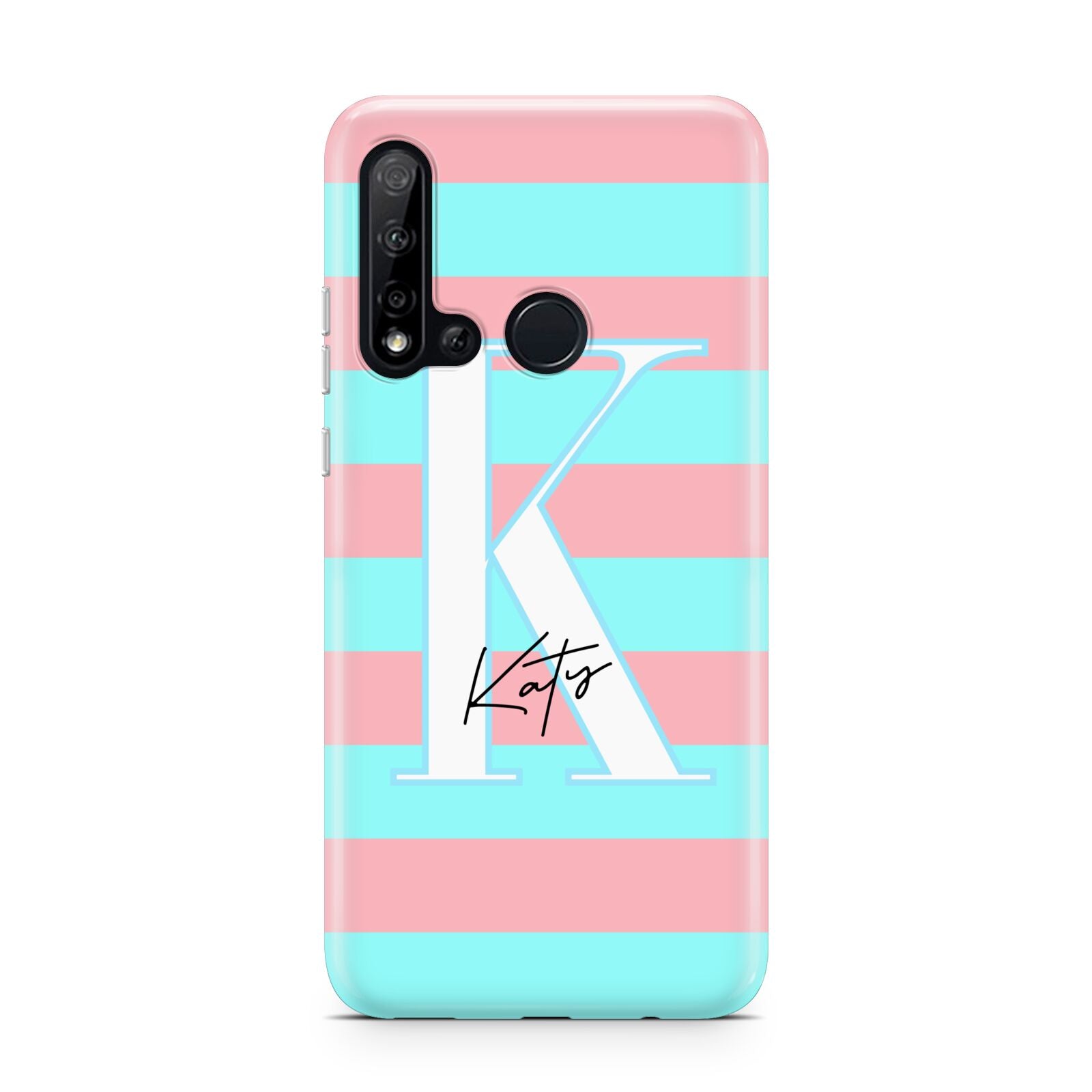 Personalised Blue Pink Striped Initial Huawei P20 Lite 5G Phone Case