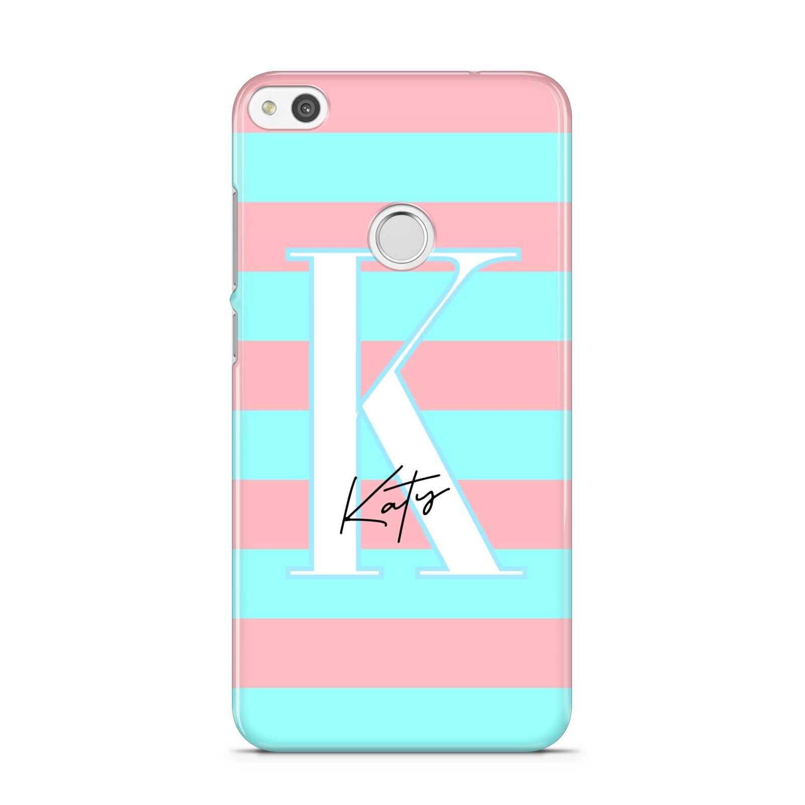 Personalised Blue Pink Striped Initial Huawei P8 Lite Case