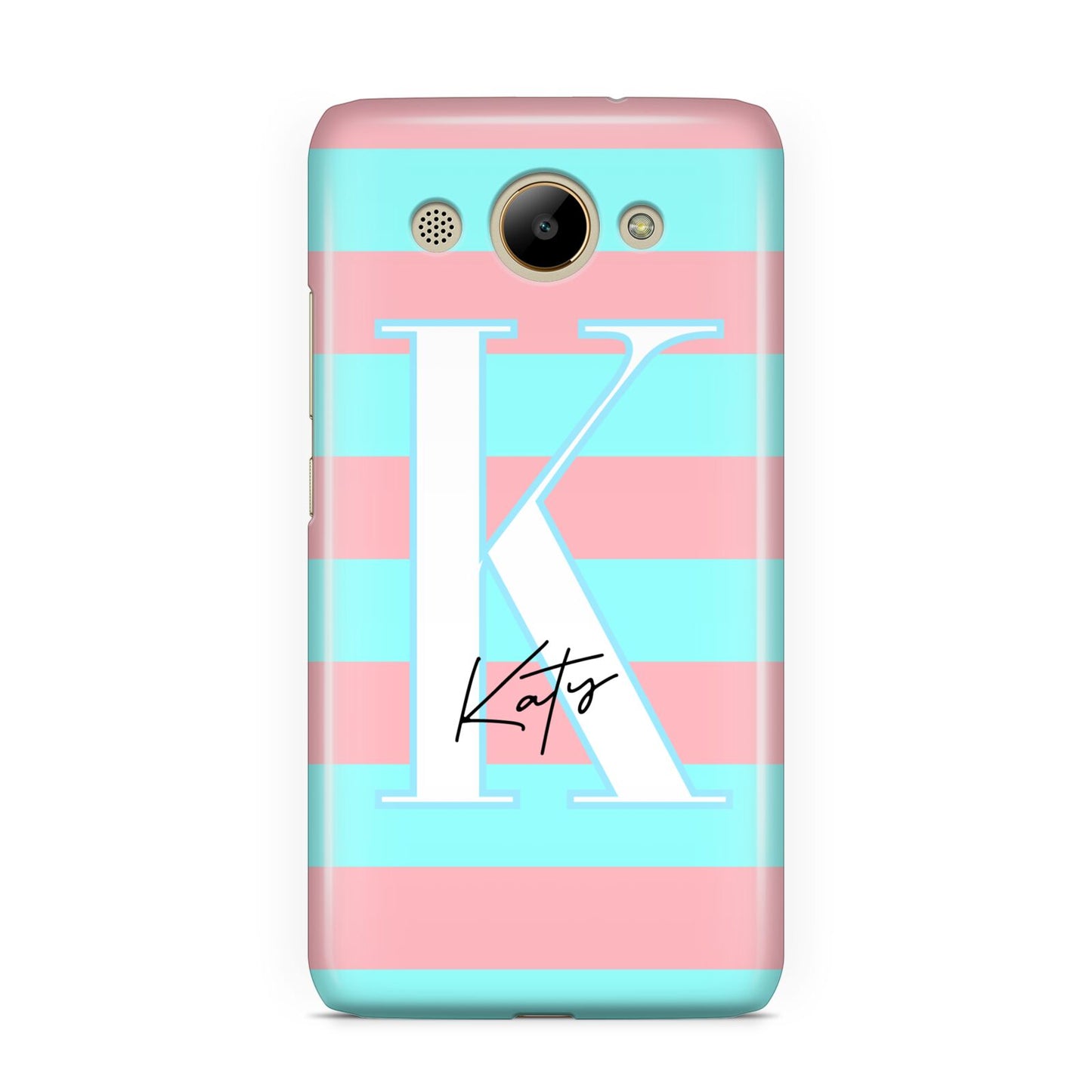 Personalised Blue Pink Striped Initial Huawei Y3 2017