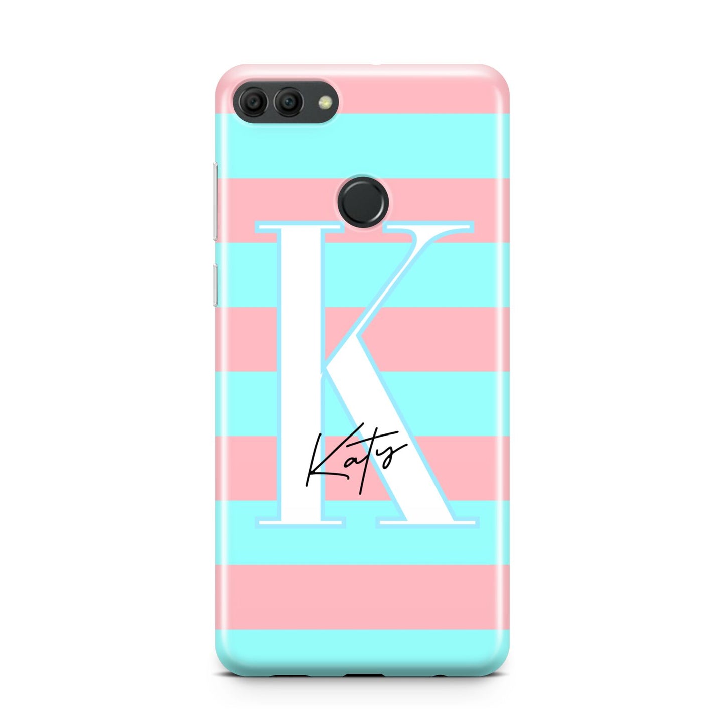 Personalised Blue Pink Striped Initial Huawei Y9 2018