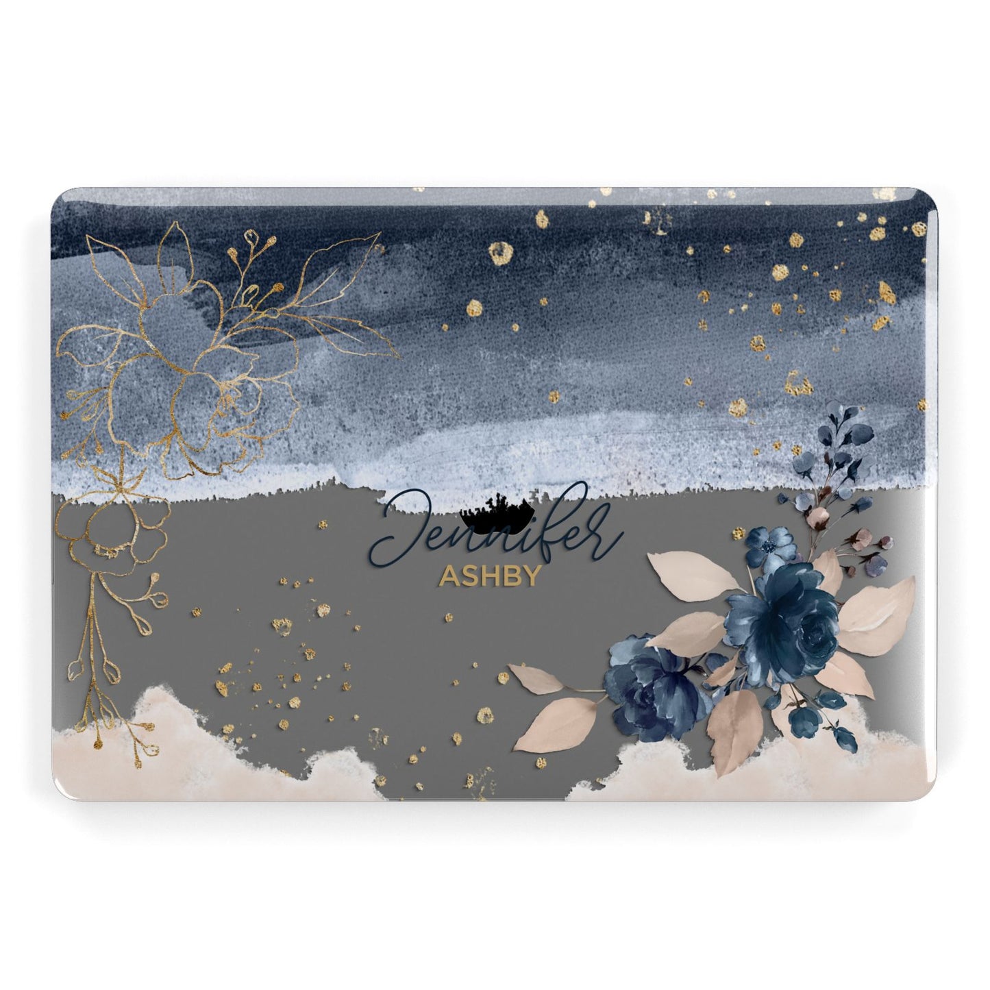 Personalised Blue Pink Watercolour Apple MacBook Case