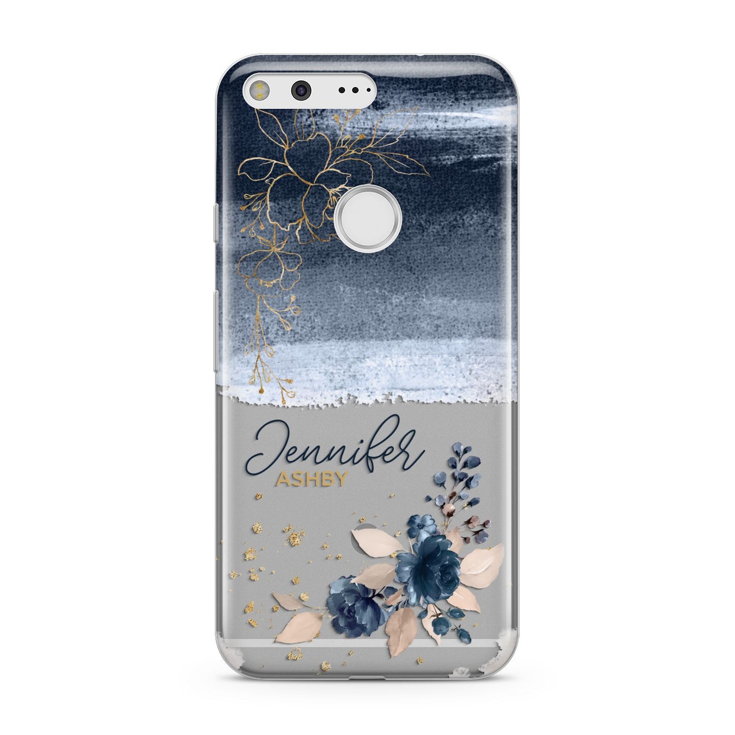 Personalised Blue Pink Watercolour Google Pixel Case