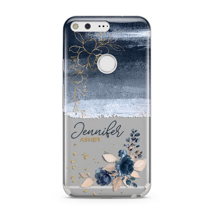 Personalised Blue Pink Watercolour Google Pixel Case