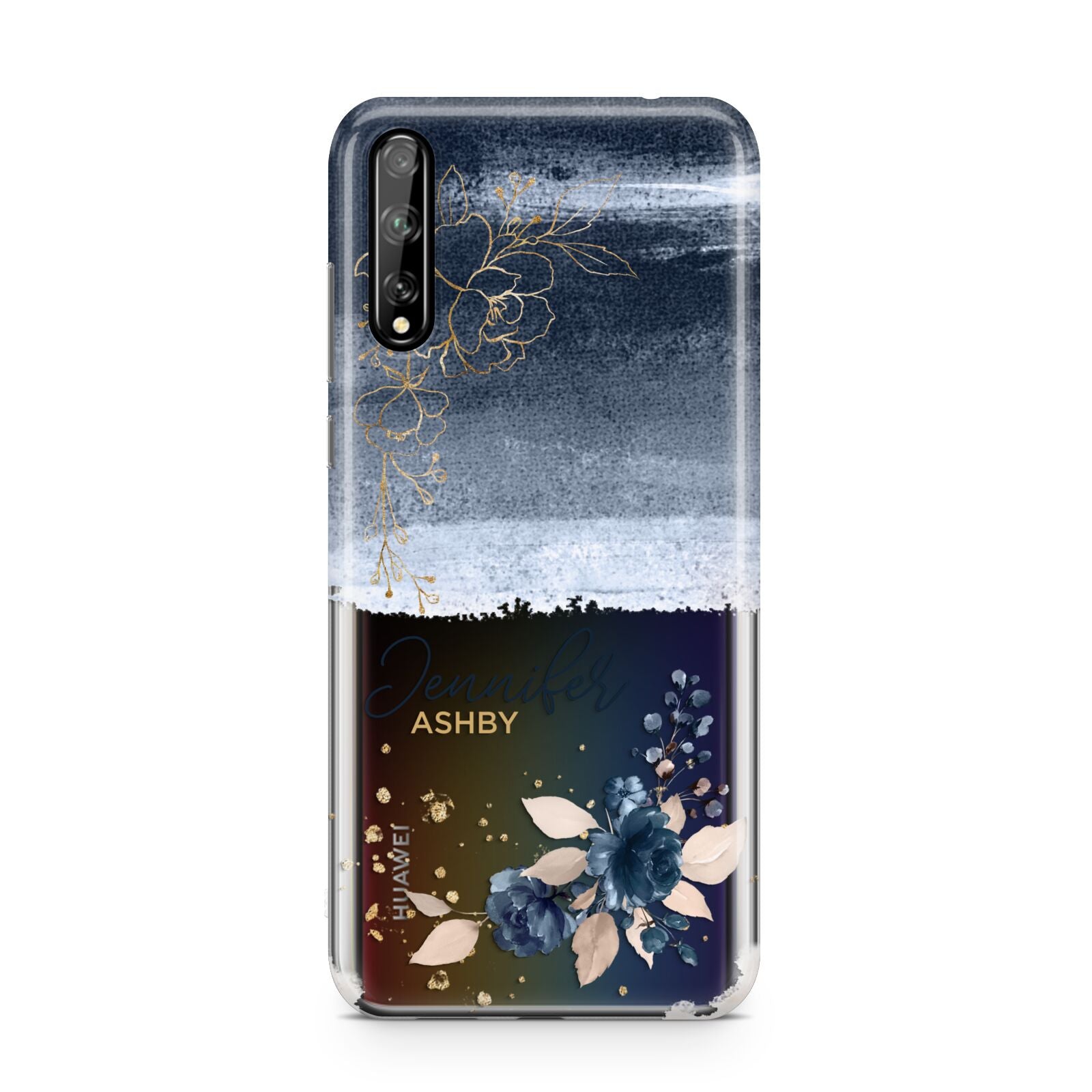 Personalised Blue Pink Watercolour Huawei Enjoy 10s Phone Case