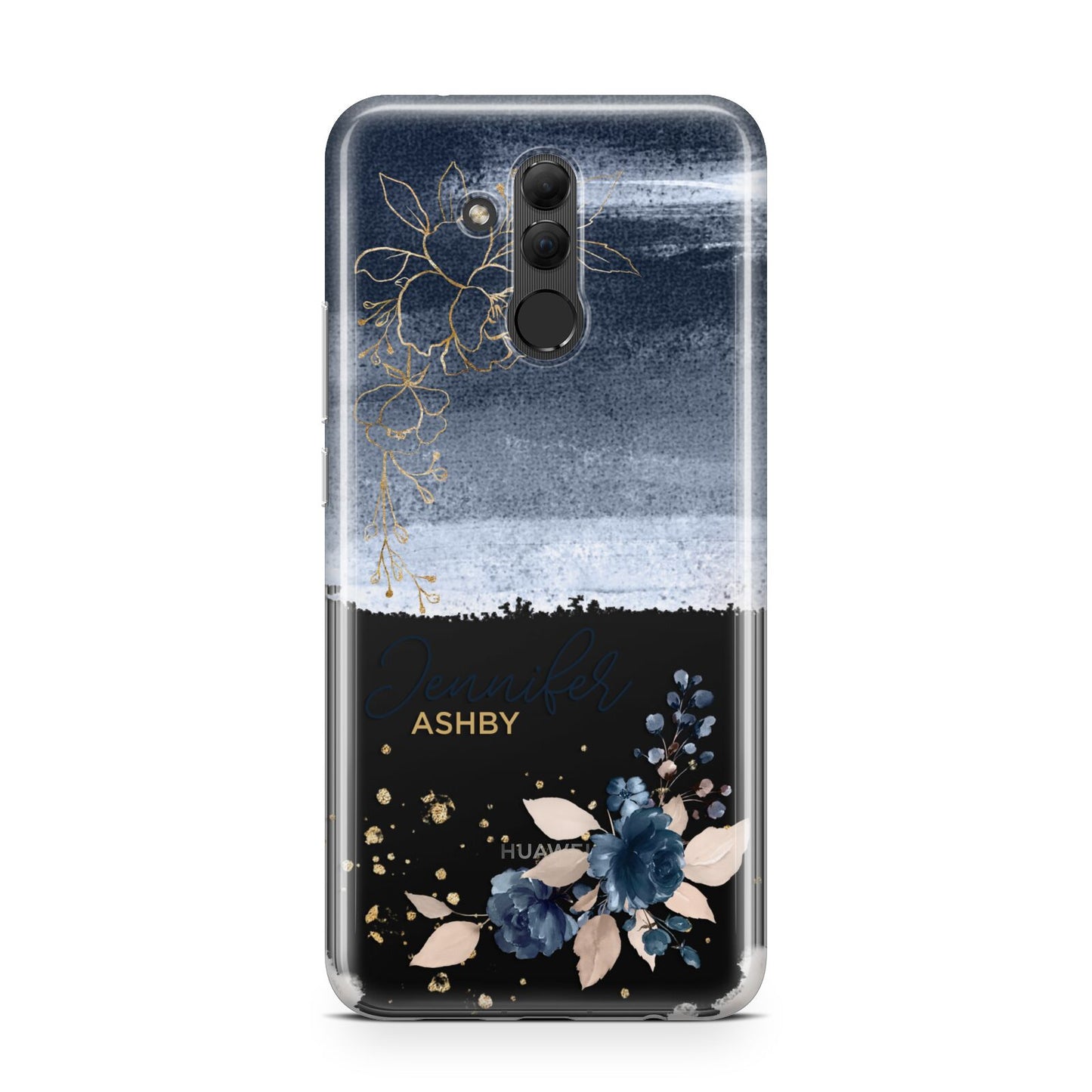 Personalised Blue Pink Watercolour Huawei Mate 20 Lite