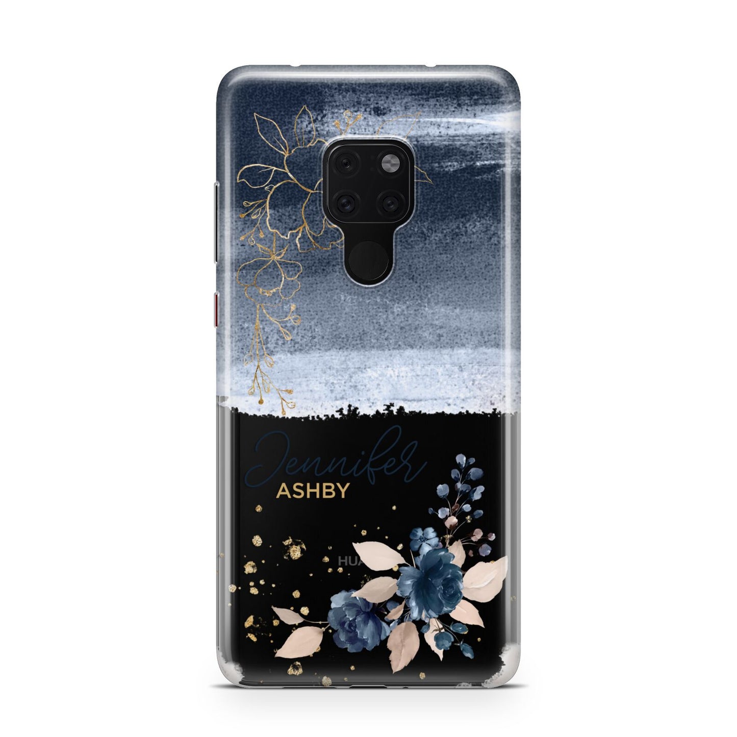 Personalised Blue Pink Watercolour Huawei Mate 20 Phone Case