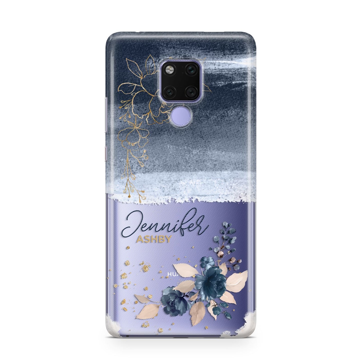 Personalised Blue Pink Watercolour Huawei Mate 20X Phone Case