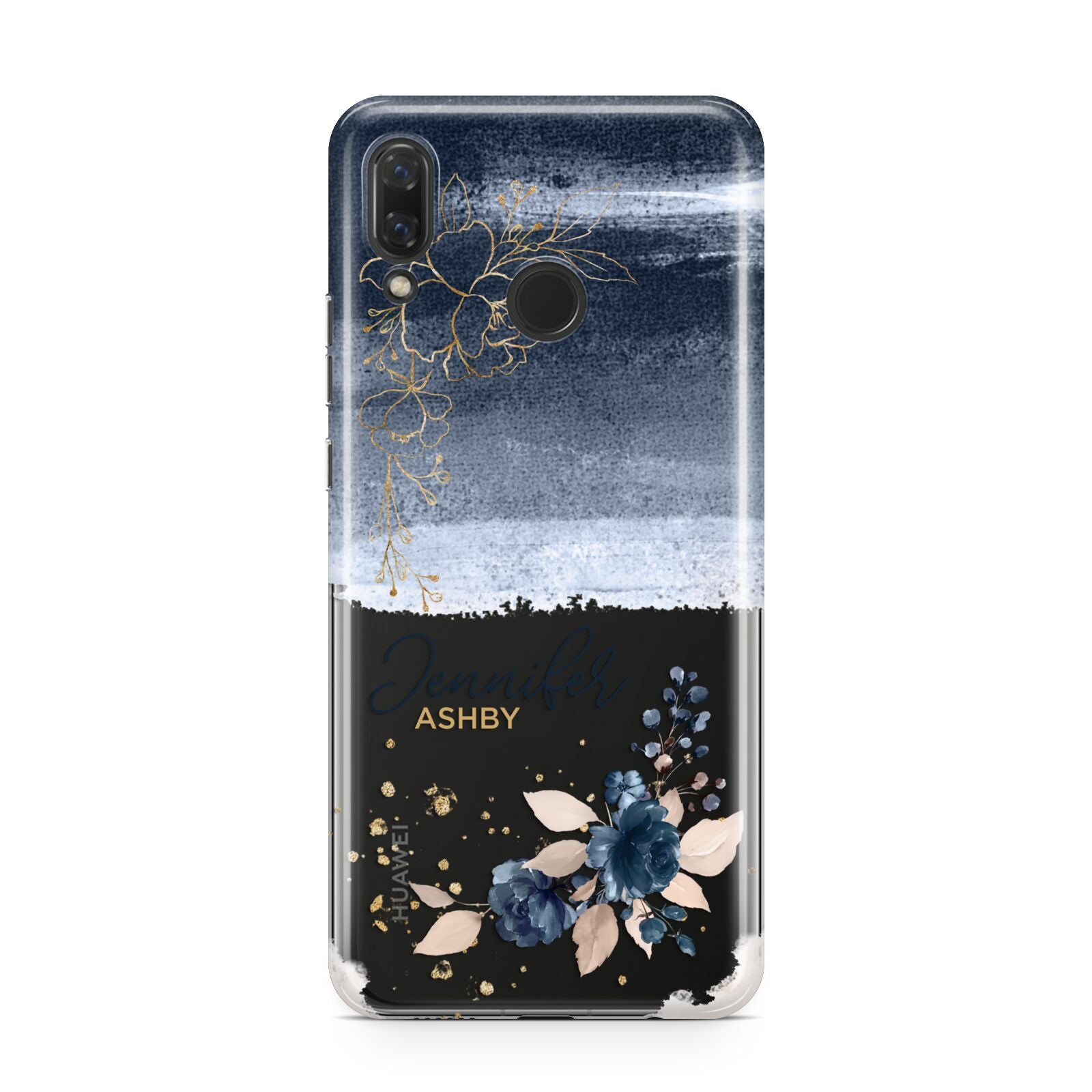 Personalised Blue Pink Watercolour Huawei Nova 3 Phone Case