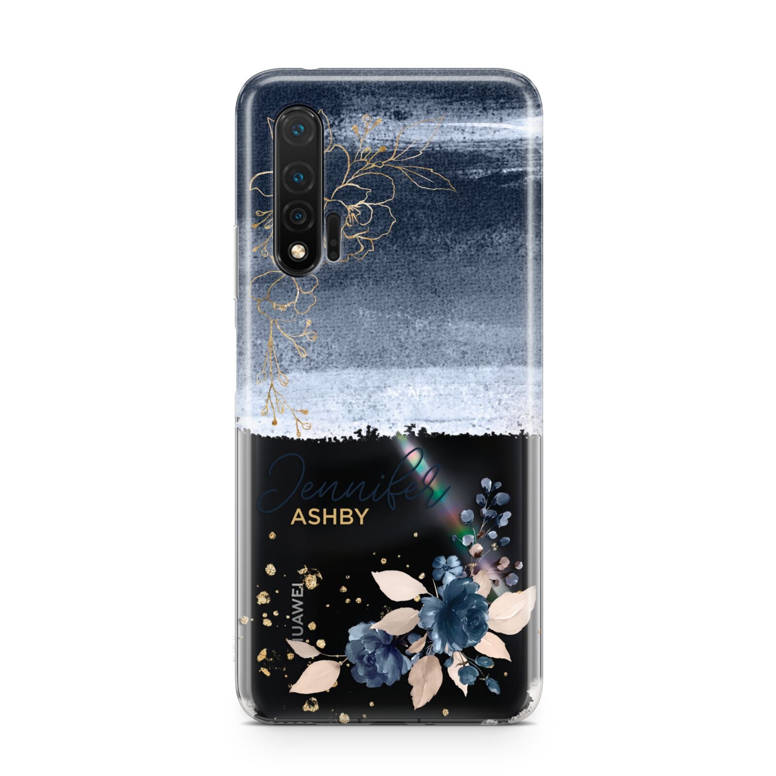 Personalised Blue Pink Watercolour Huawei Nova 6 Phone Case