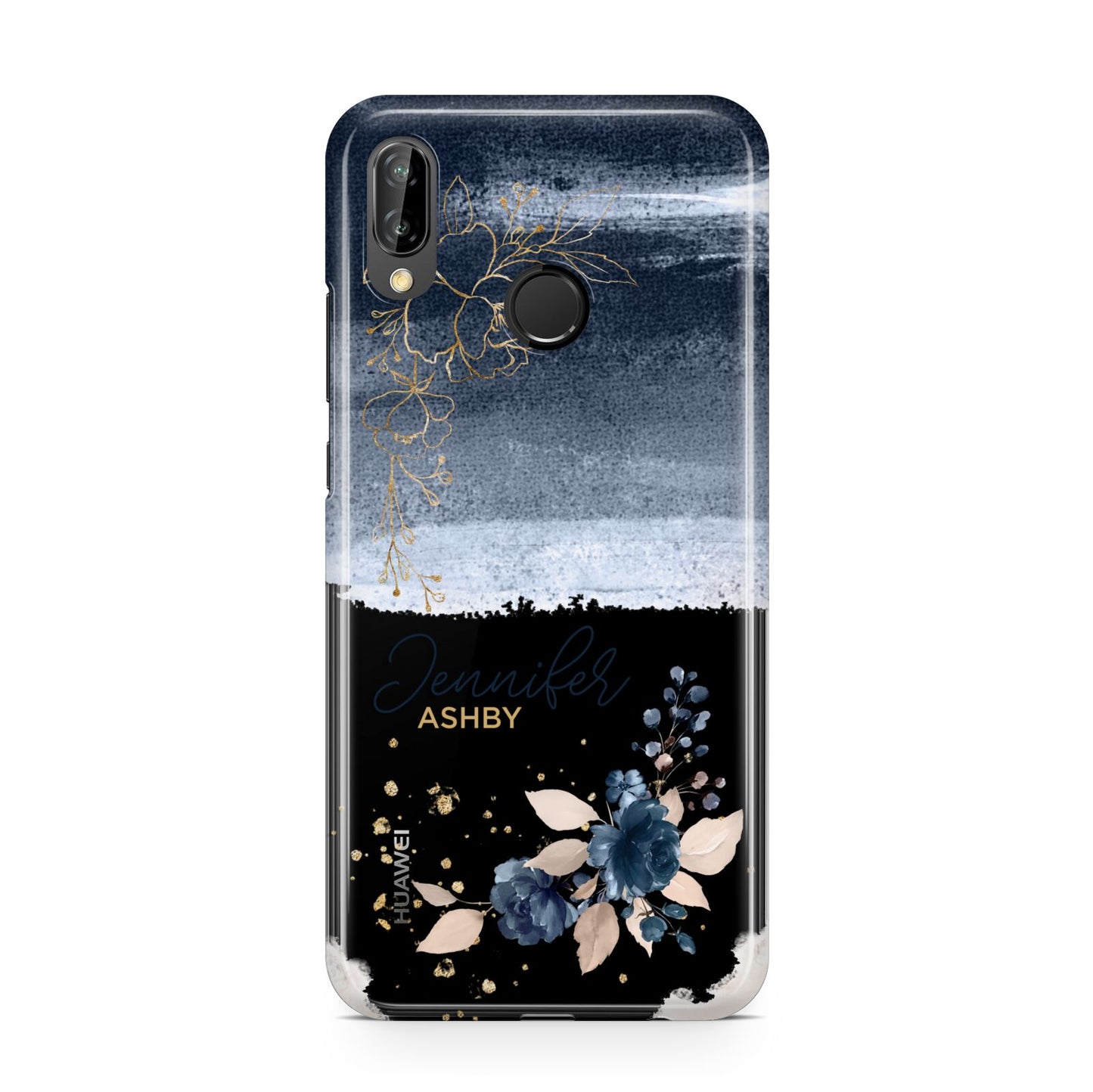 Personalised Blue Pink Watercolour Huawei P20 Lite Phone Case