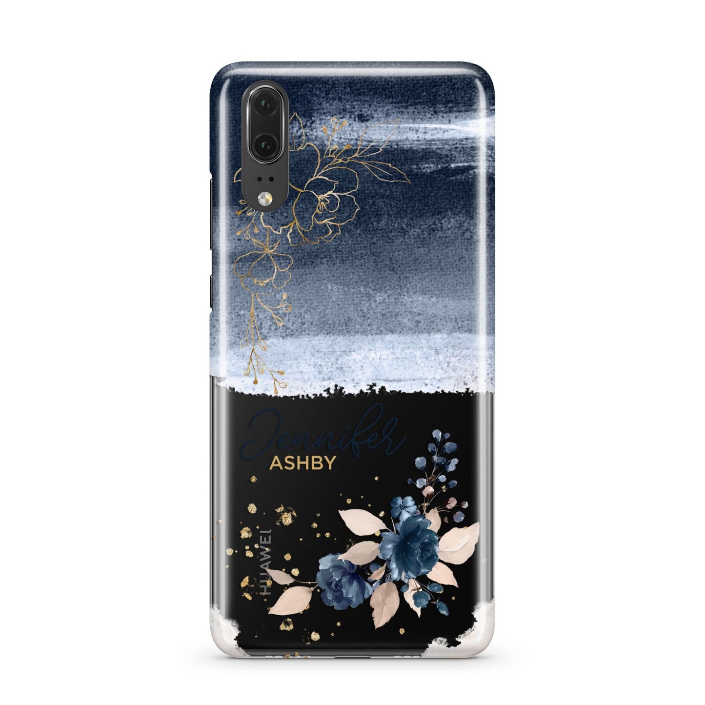 Personalised Blue Pink Watercolour Huawei P20 Phone Case