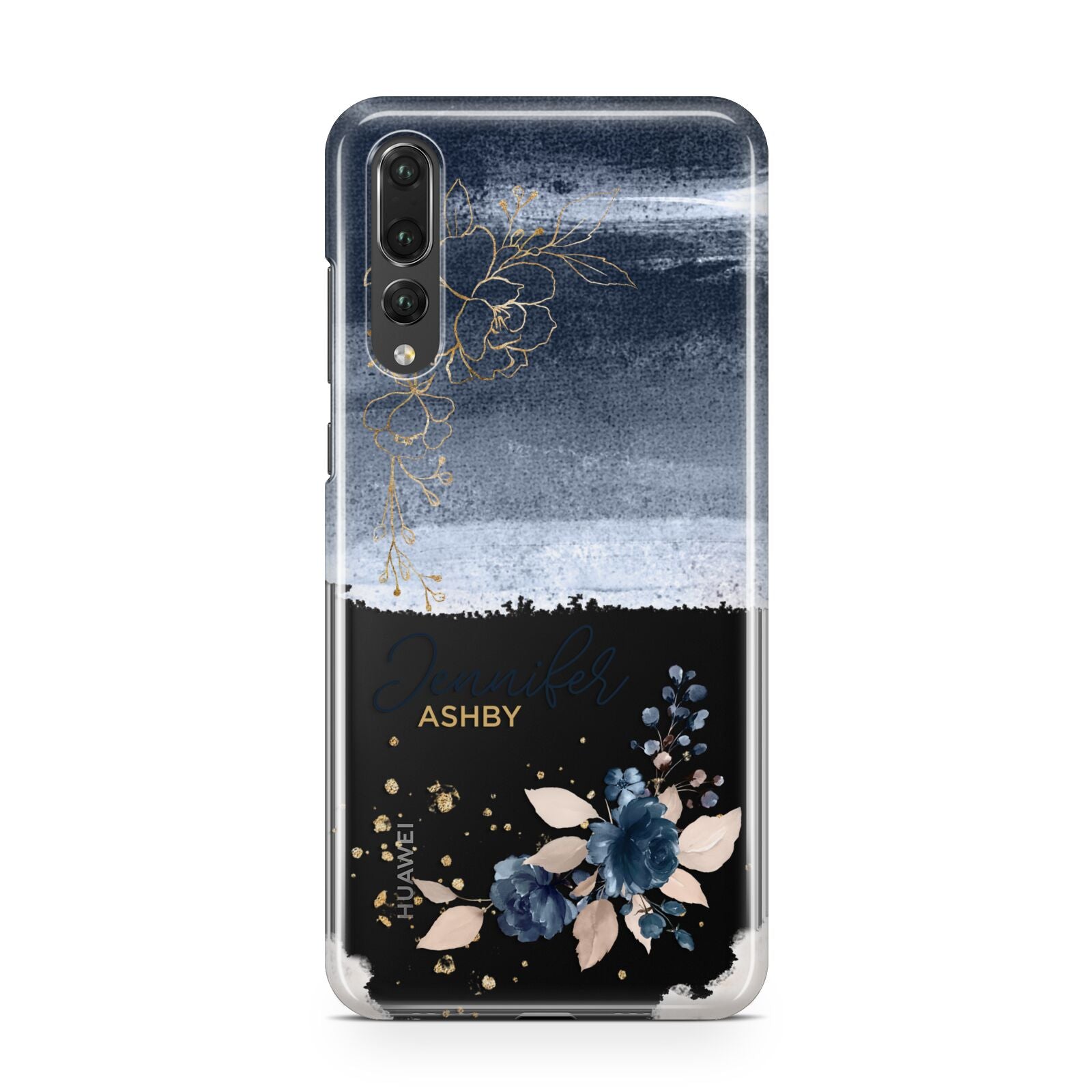 Personalised Blue Pink Watercolour Huawei P20 Pro Phone Case