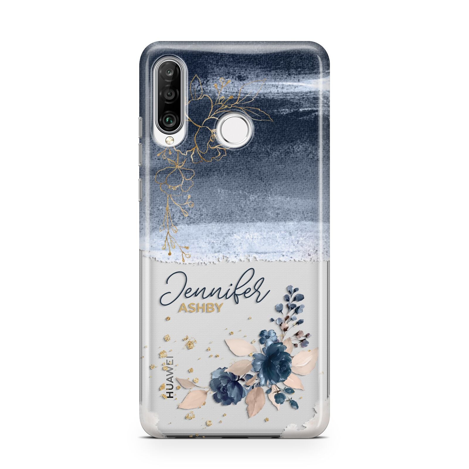 Personalised Blue Pink Watercolour Huawei P30 Lite Phone Case