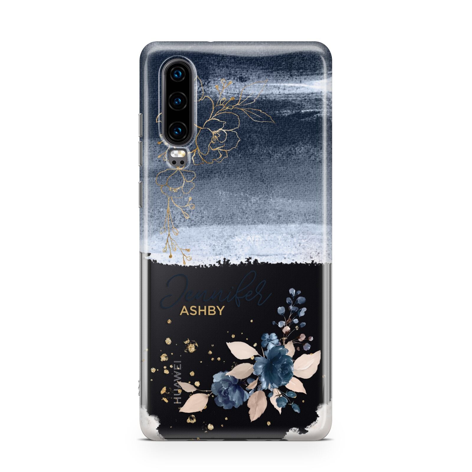 Personalised Blue Pink Watercolour Huawei P30 Phone Case