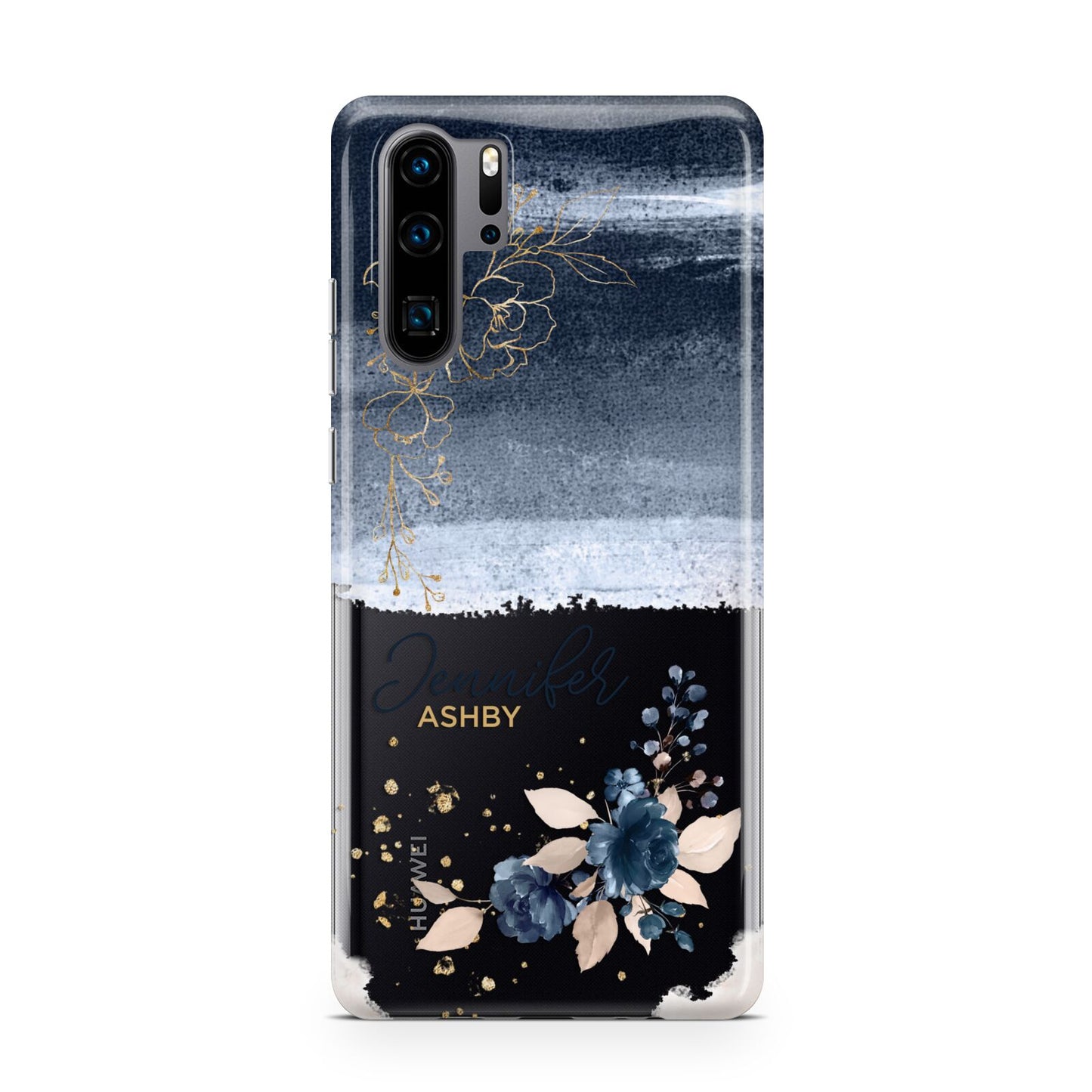 Personalised Blue Pink Watercolour Huawei P30 Pro Phone Case