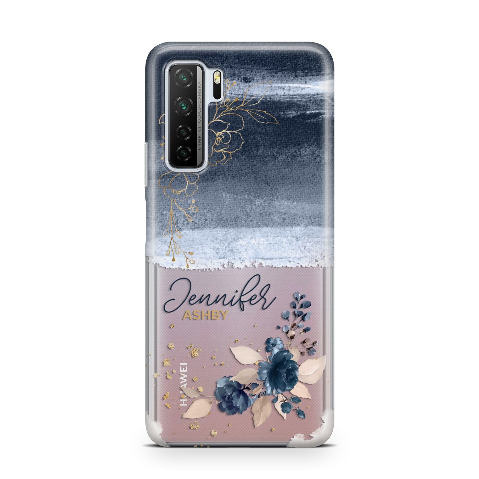 Personalised Blue Pink Watercolour Huawei P40 Lite 5G Phone Case