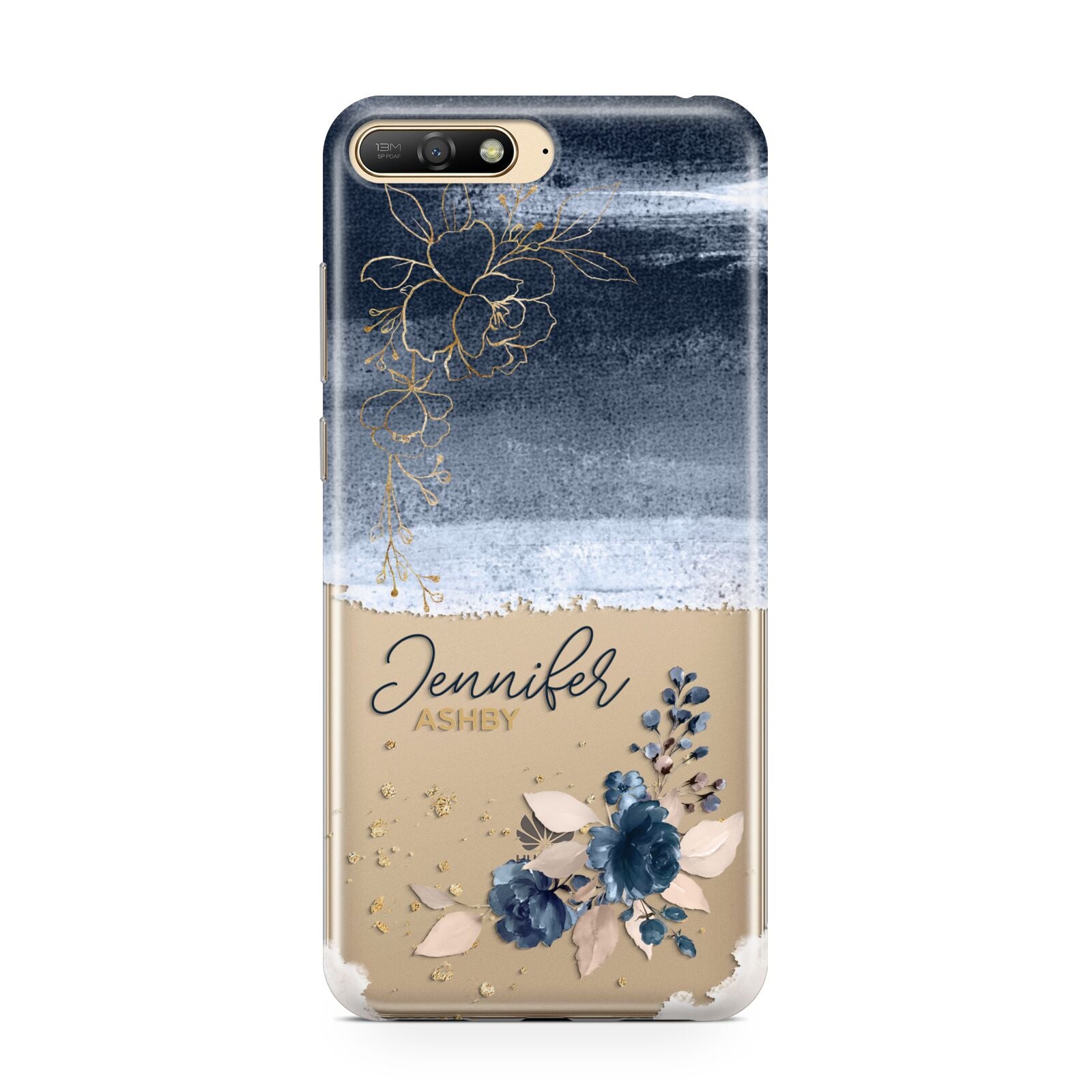 Personalised Blue Pink Watercolour Huawei Y6 2018