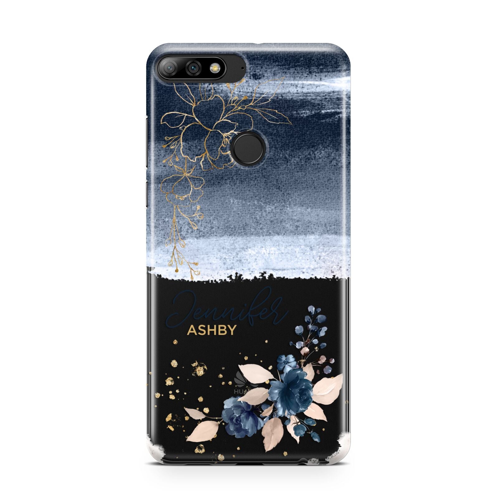 Personalised Blue Pink Watercolour Huawei Y7 2018