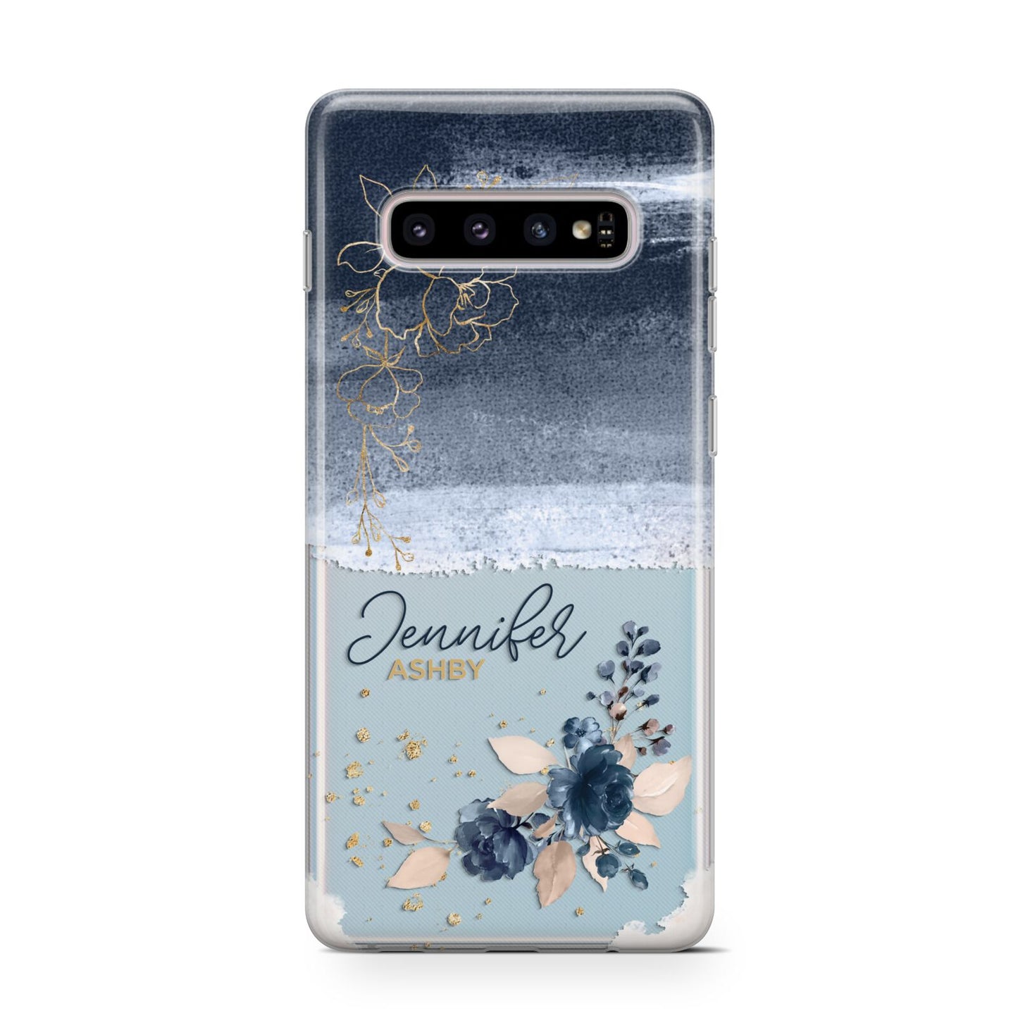 Personalised Blue Pink Watercolour Protective Samsung Galaxy Case