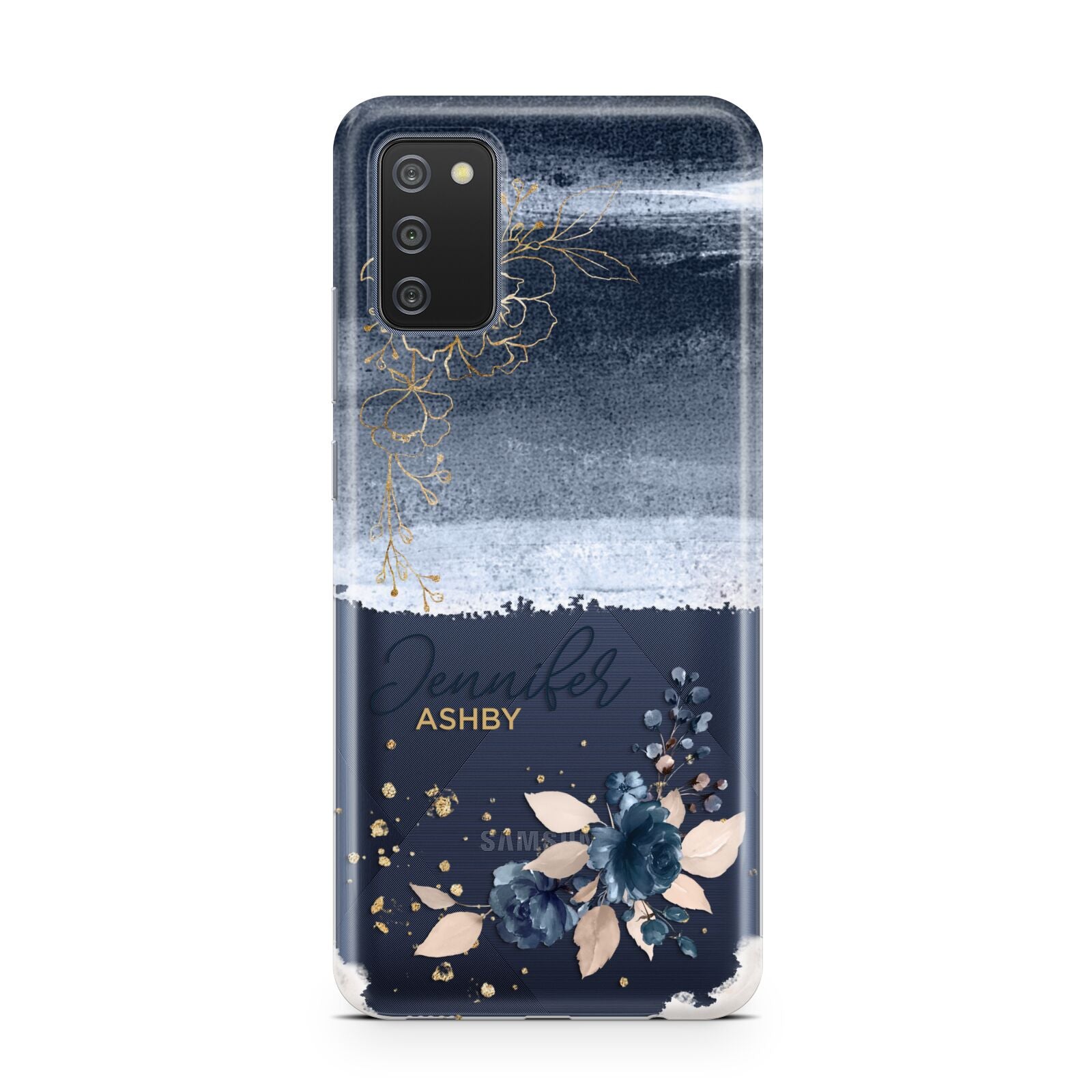 Personalised Blue Pink Watercolour Samsung A02s Case