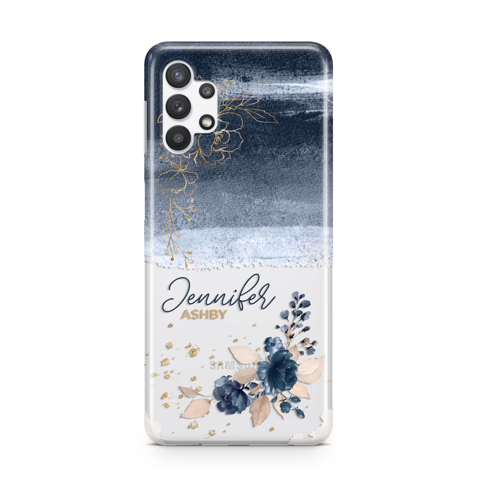 Personalised Blue Pink Watercolour Samsung A32 5G Case