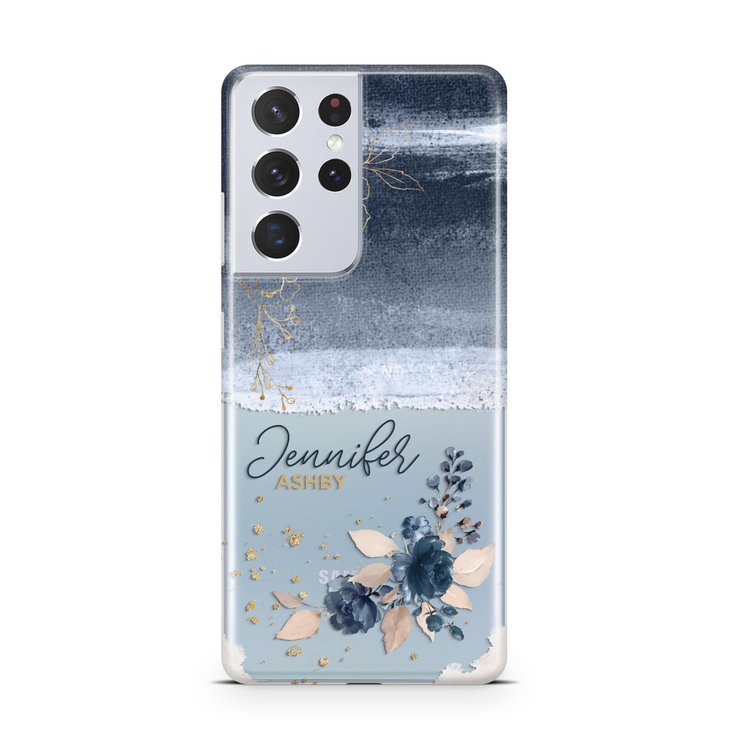 Personalised Blue Pink Watercolour Samsung S21 Ultra Case