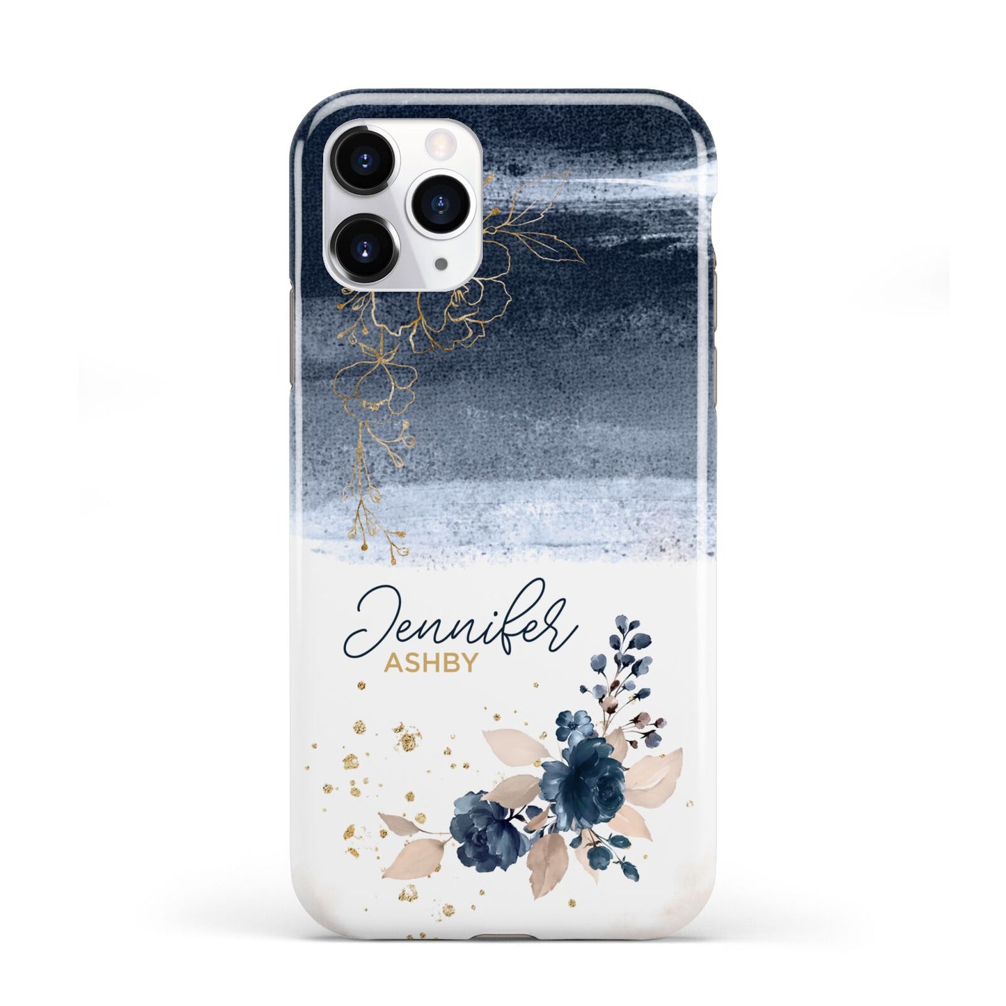 Personalised Blue Pink Watercolour iPhone 11 Pro 3D Tough Case