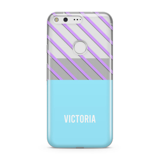 Personalised Blue Purple Stripes Google Pixel Case