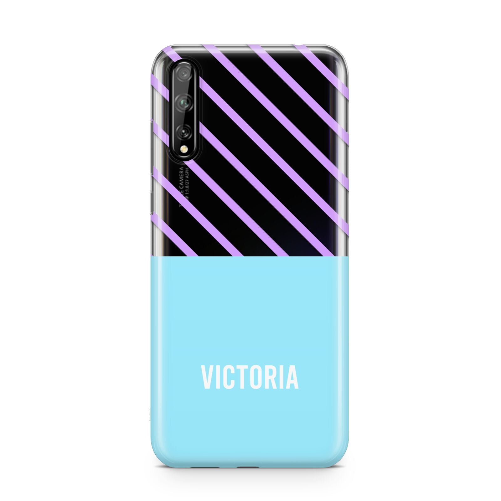 Personalised Blue Purple Stripes Huawei Enjoy 10s Phone Case