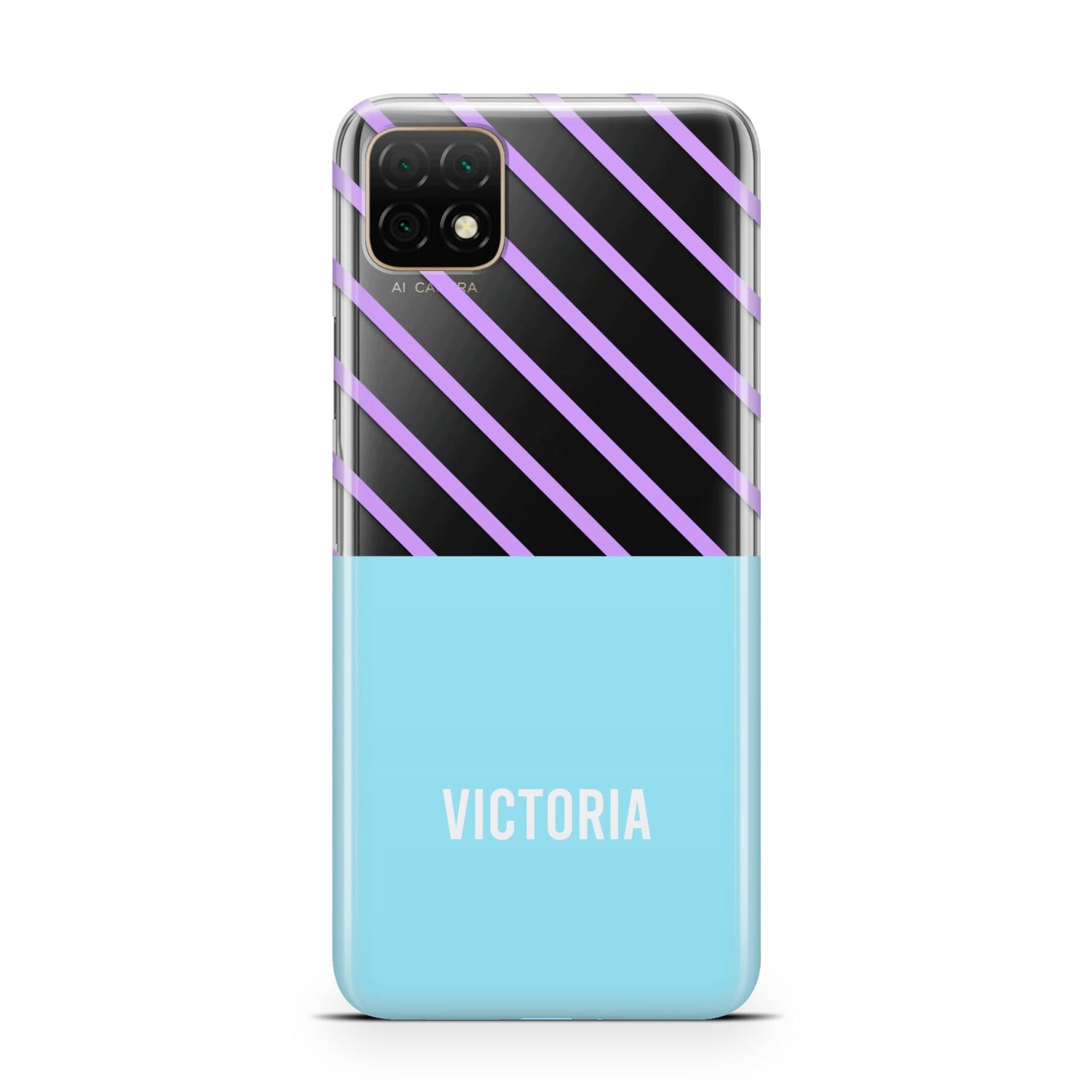 Personalised Blue Purple Stripes Huawei Enjoy 20 Phone Case