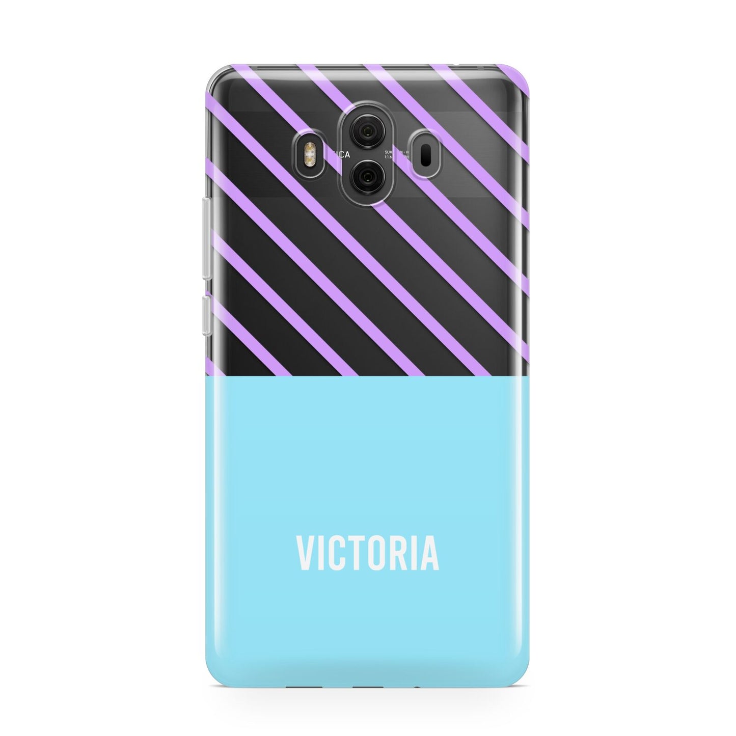 Personalised Blue Purple Stripes Huawei Mate 10 Protective Phone Case