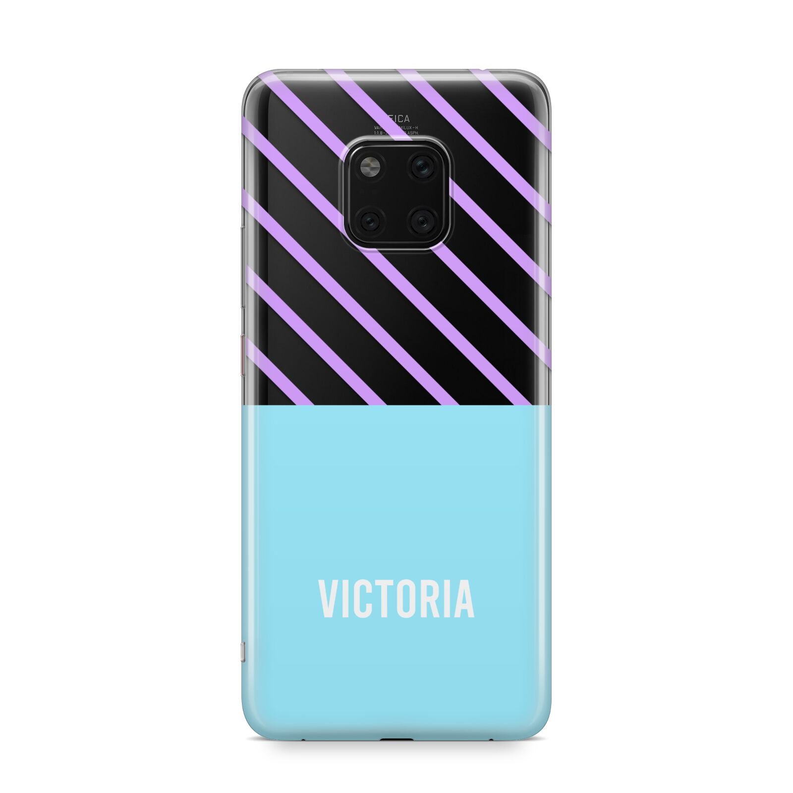 Personalised Blue Purple Stripes Huawei Mate 20 Pro Phone Case