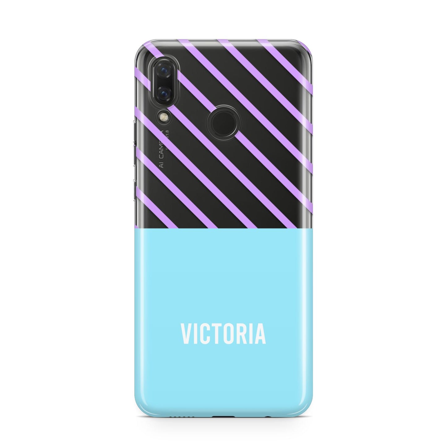 Personalised Blue Purple Stripes Huawei Nova 3 Phone Case