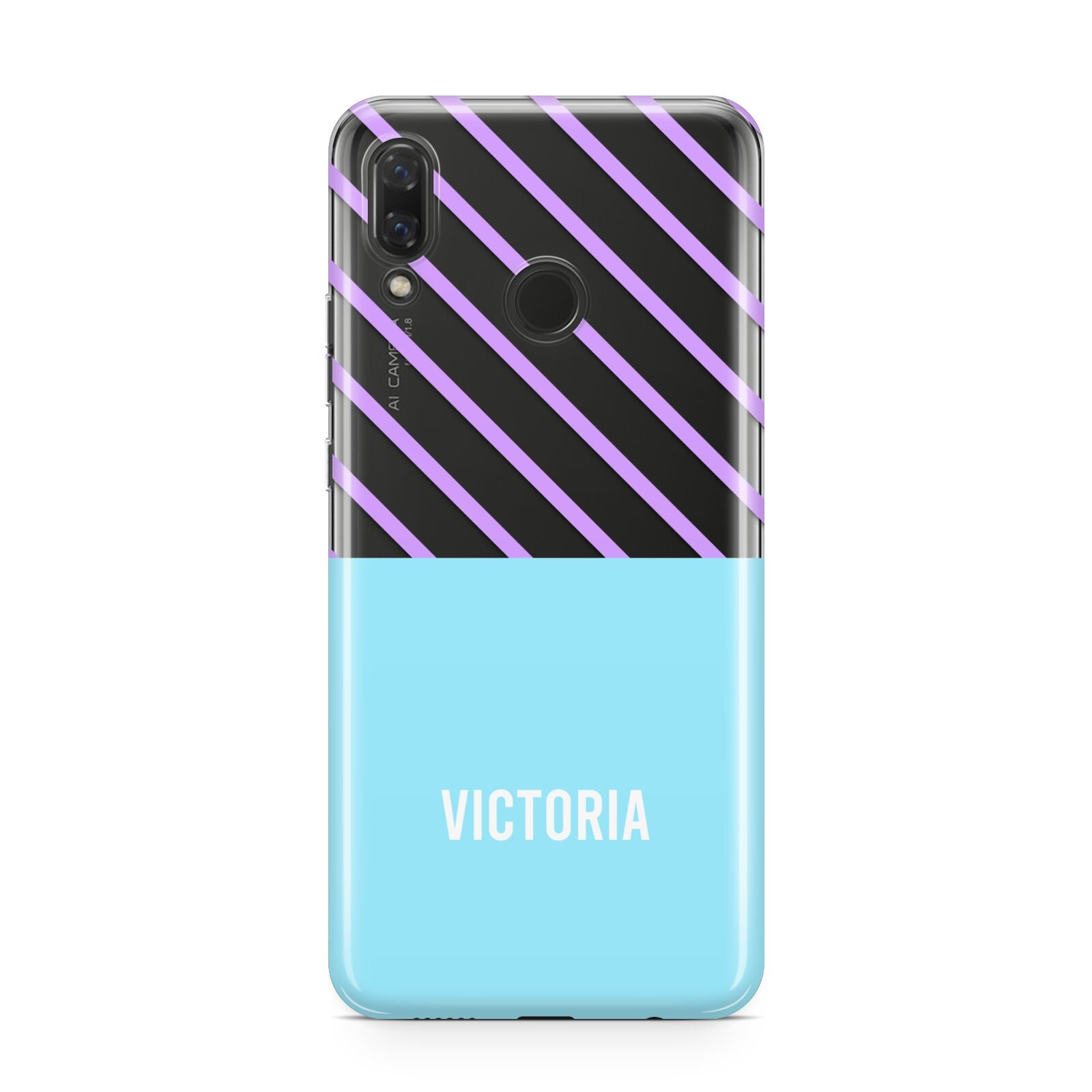 Personalised Blue Purple Stripes Huawei Nova 3 Phone Case