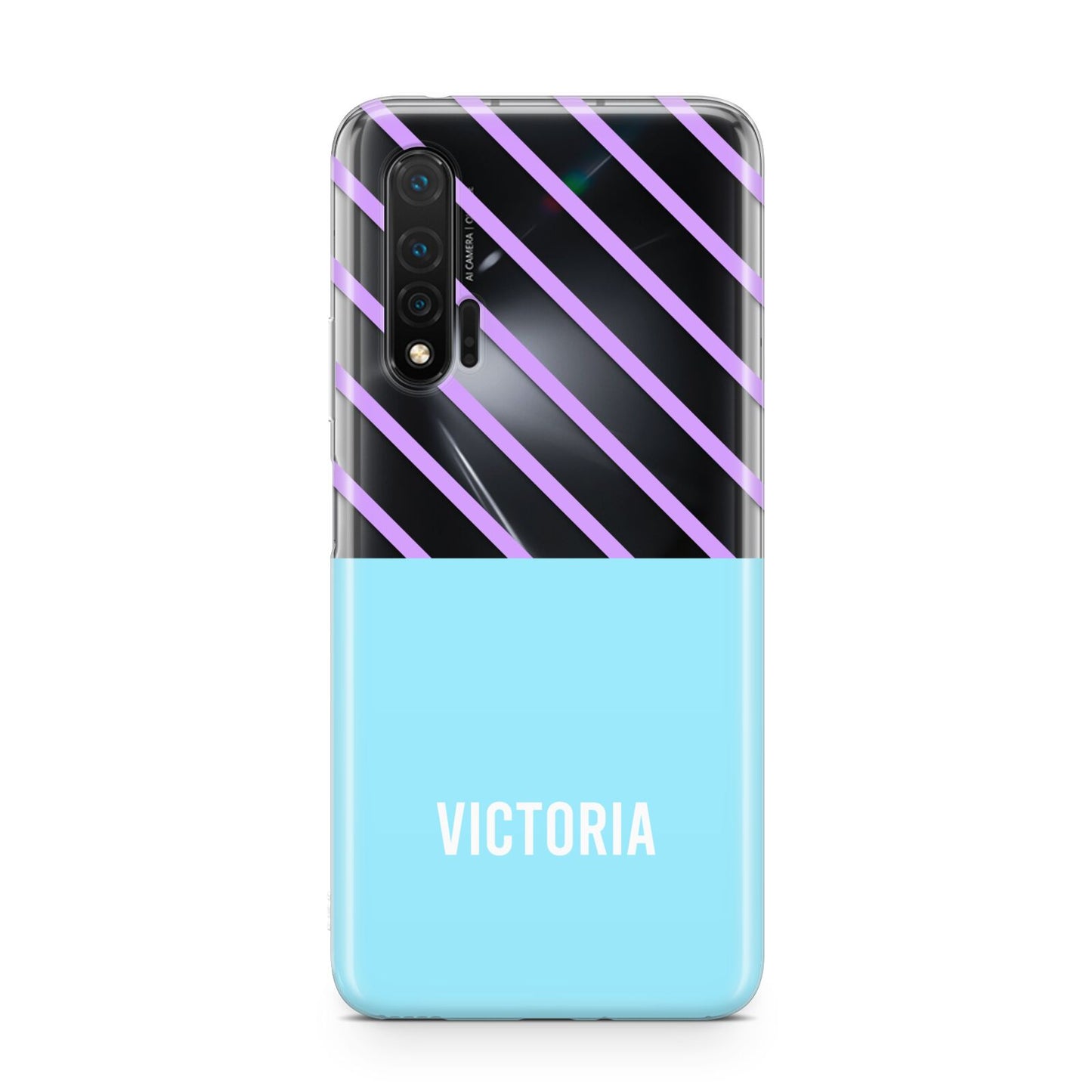 Personalised Blue Purple Stripes Huawei Nova 6 Phone Case