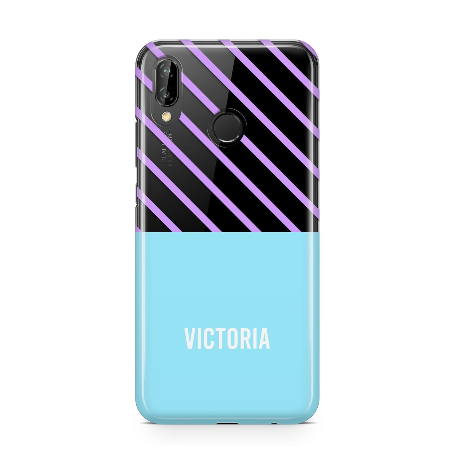 Personalised Blue Purple Stripes Huawei P20 Lite Phone Case