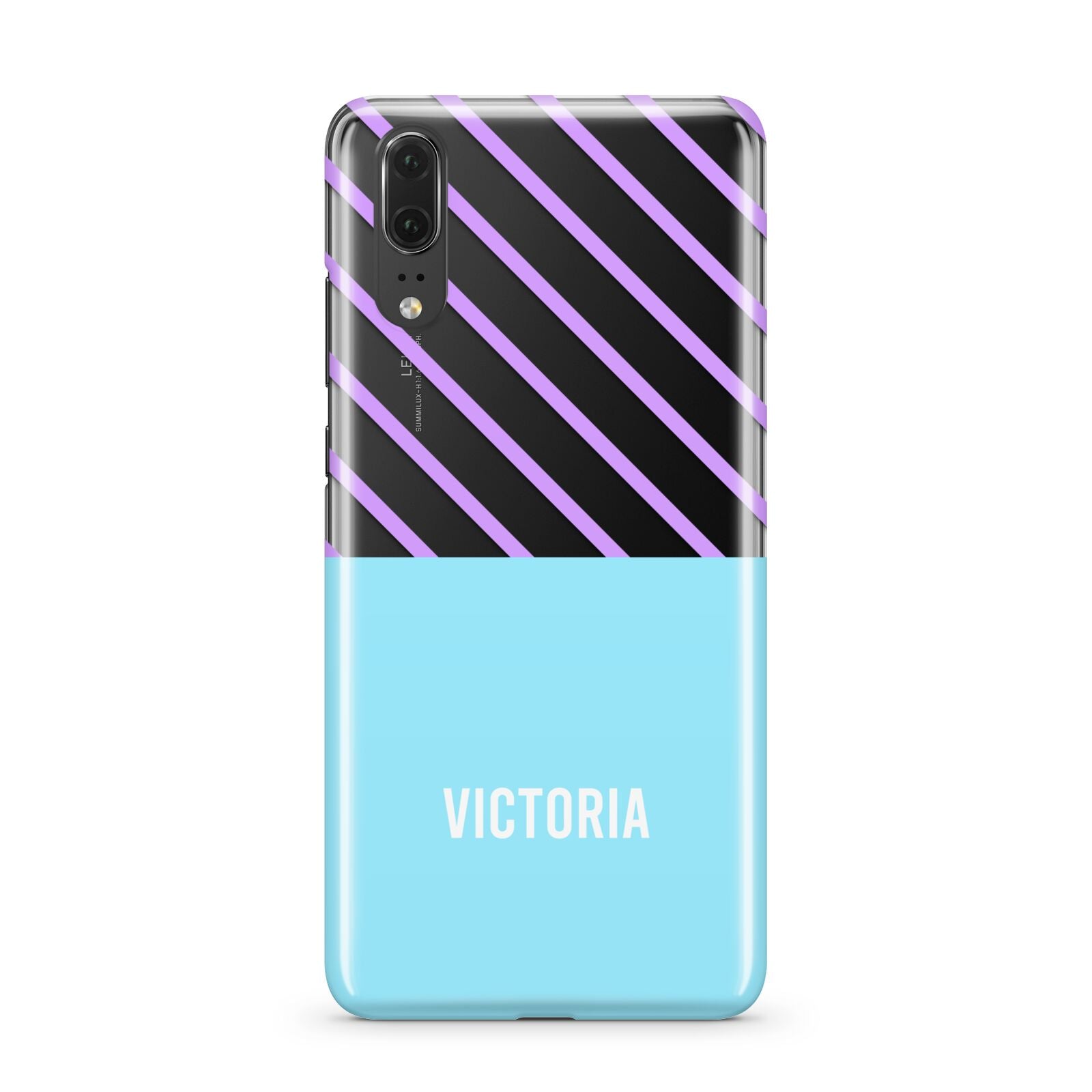 Personalised Blue Purple Stripes Huawei P20 Phone Case