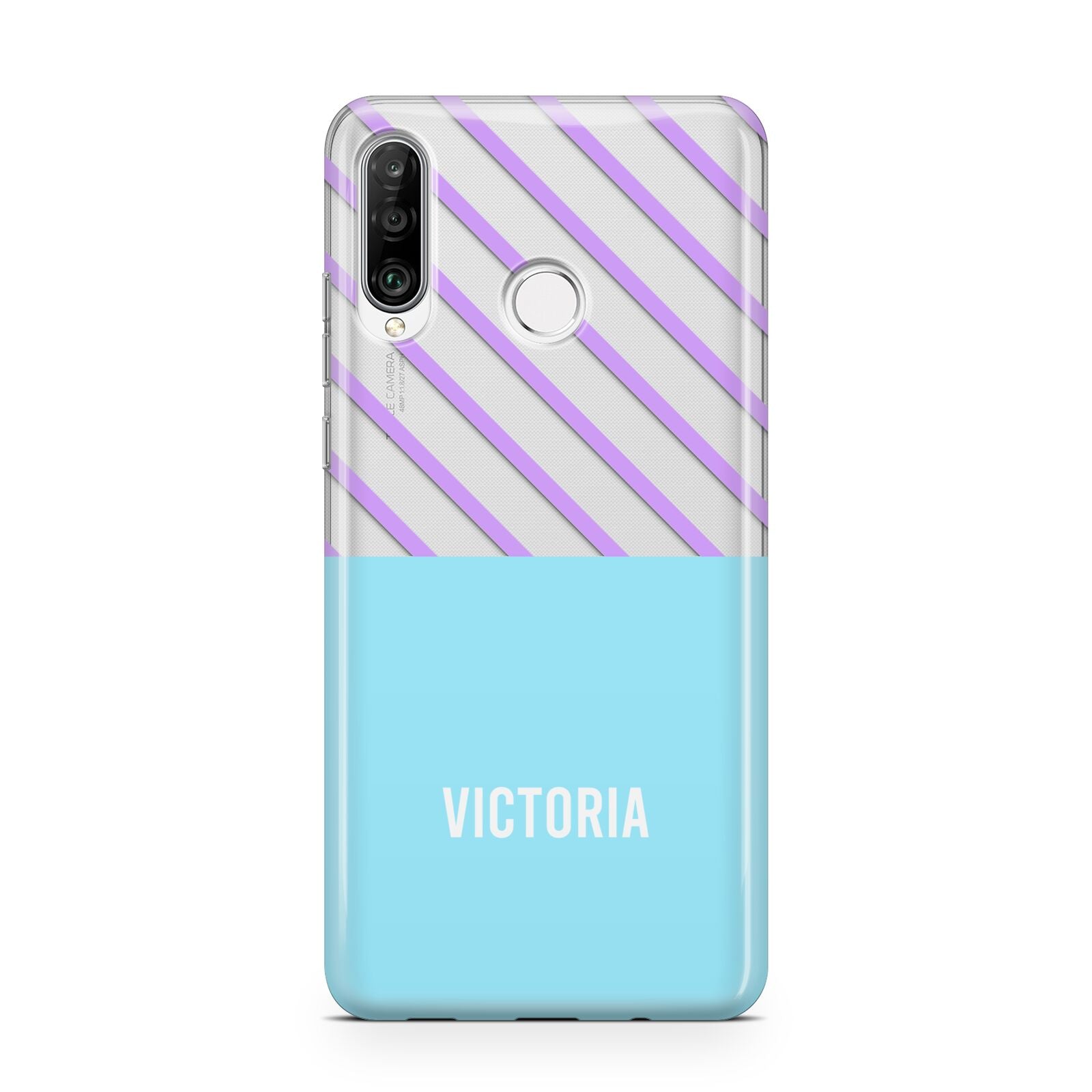 Personalised Blue Purple Stripes Huawei P30 Lite Phone Case