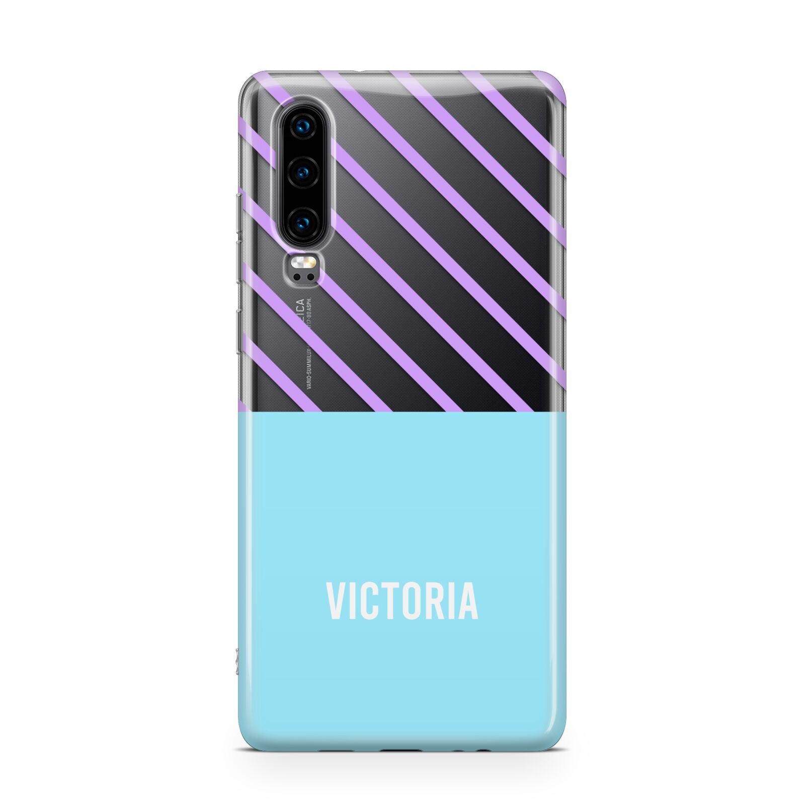 Personalised Blue Purple Stripes Huawei P30 Phone Case