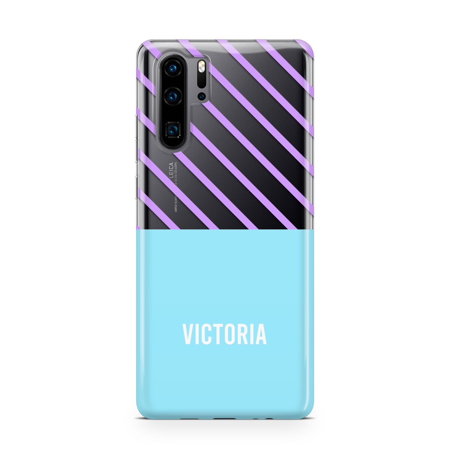 Personalised Blue Purple Stripes Huawei P30 Pro Phone Case