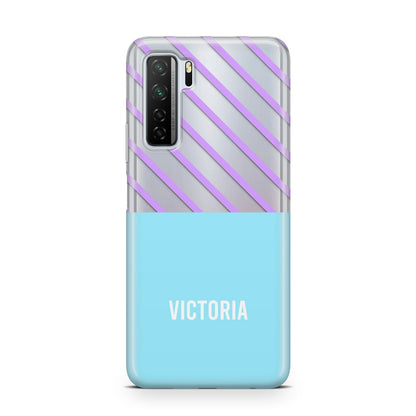 Personalised Blue Purple Stripes Huawei P40 Lite 5G Phone Case