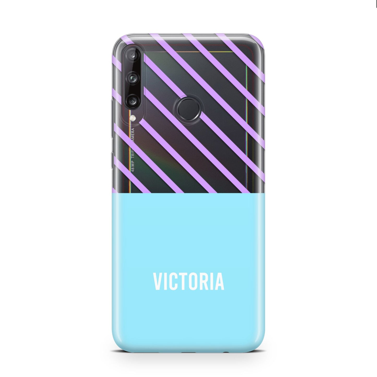 Personalised Blue Purple Stripes Huawei P40 Lite E Phone Case